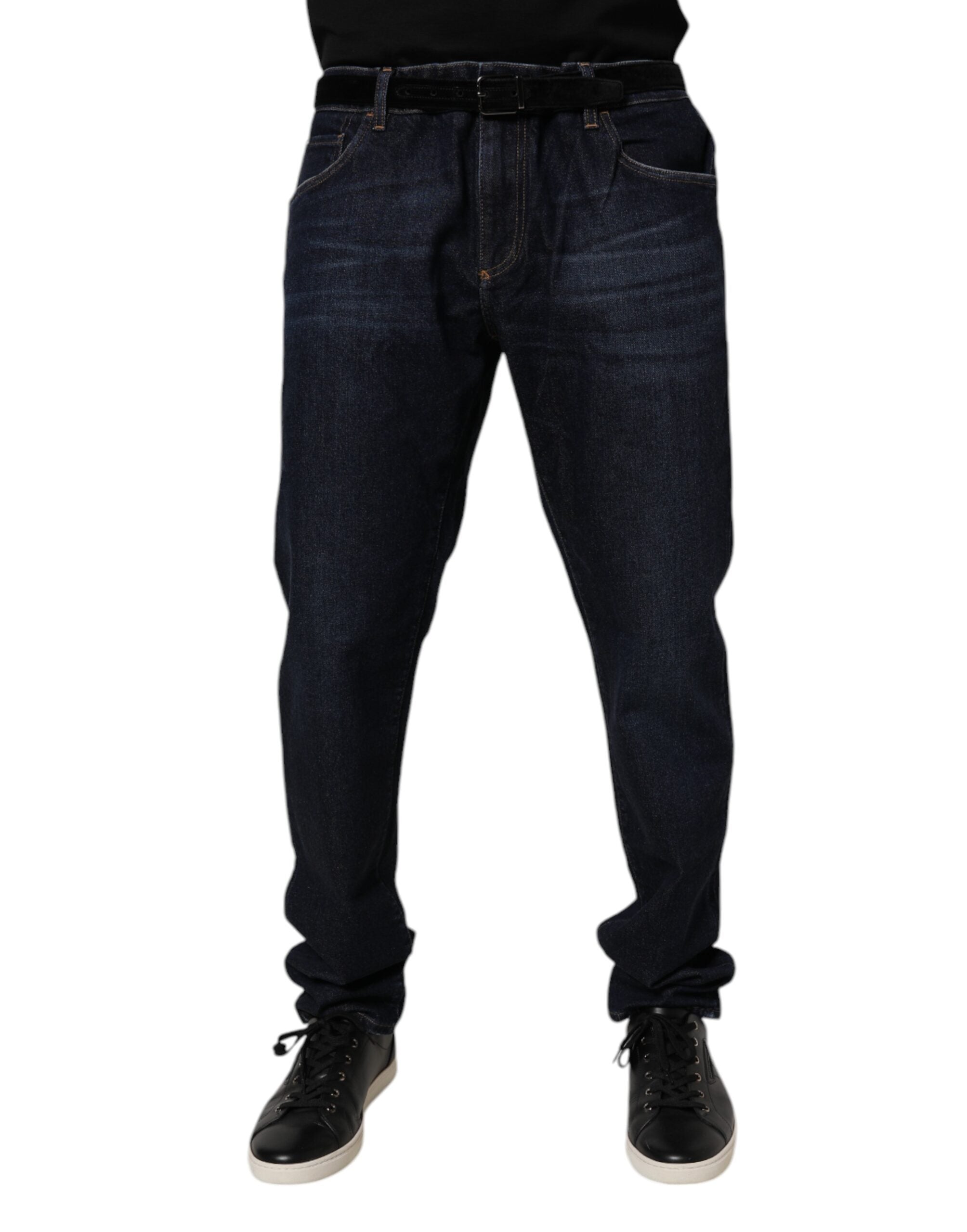 Dolce & Gabbana Dark Blue Cotton Stretch Skinny Denim Jeans-2