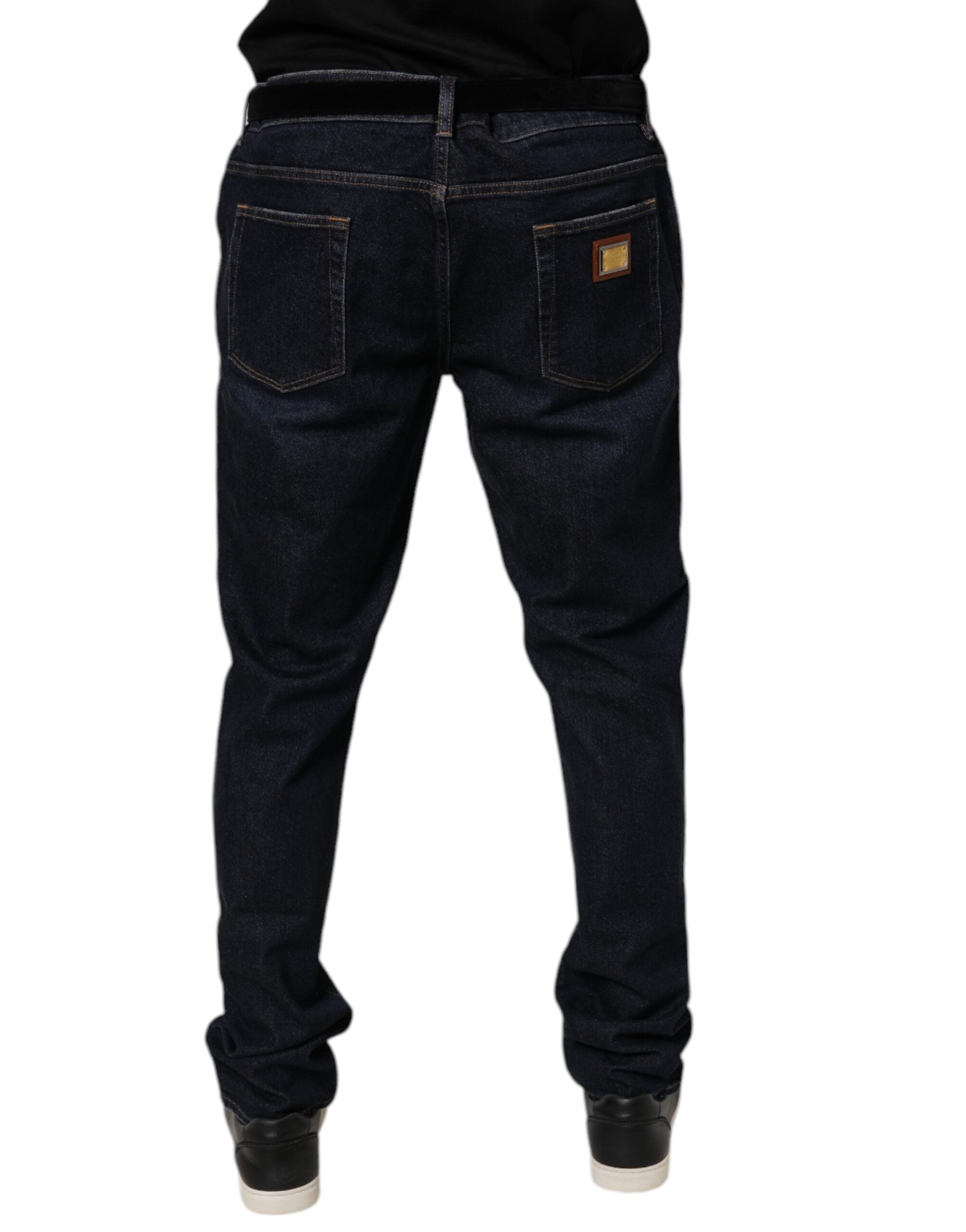 Dolce & Gabbana Dark Blue Cotton Stretch Skinny Denim Jeans-4