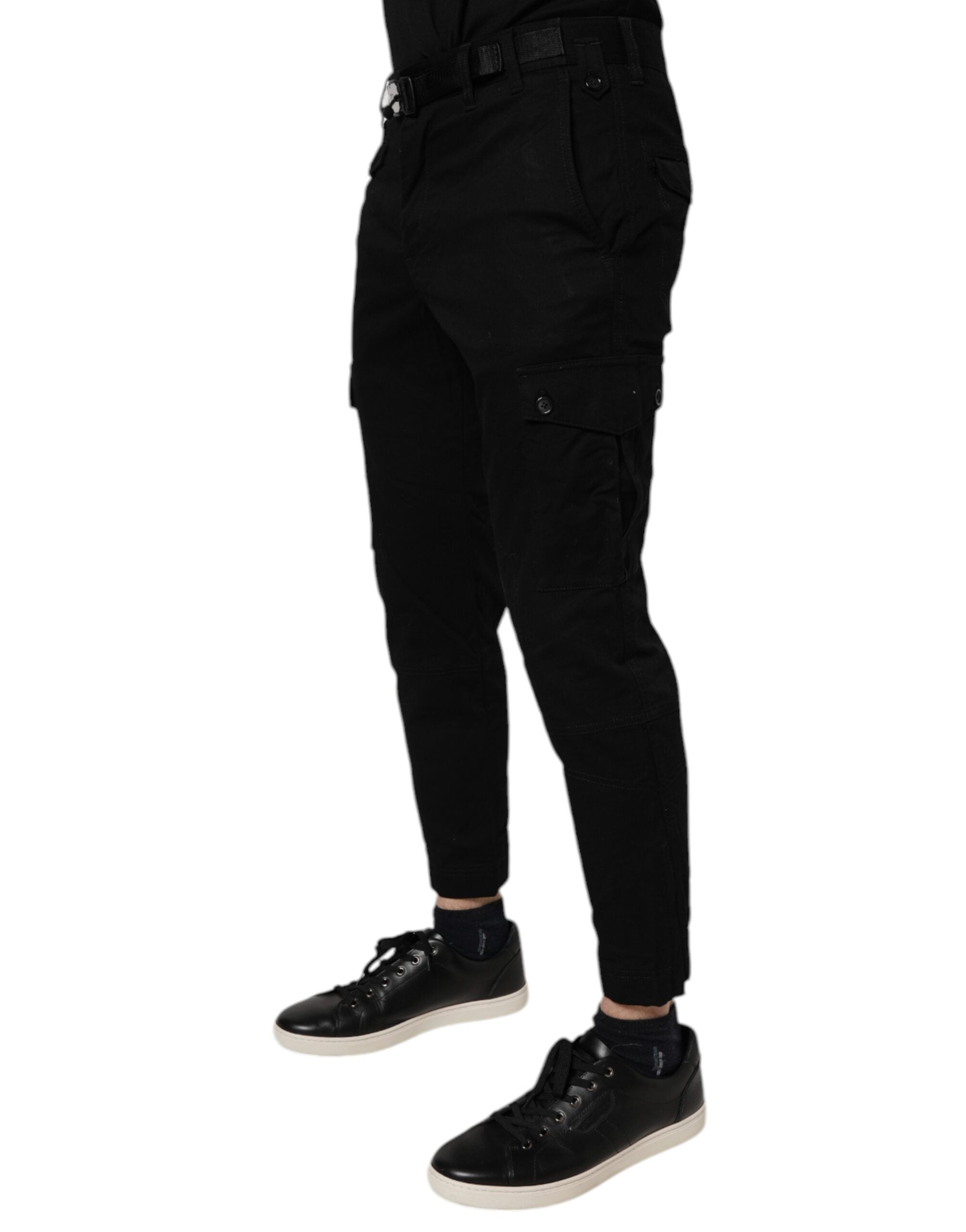 Dolce & Gabbana Black Cotton Stretch Cargo Denim Jeans-3