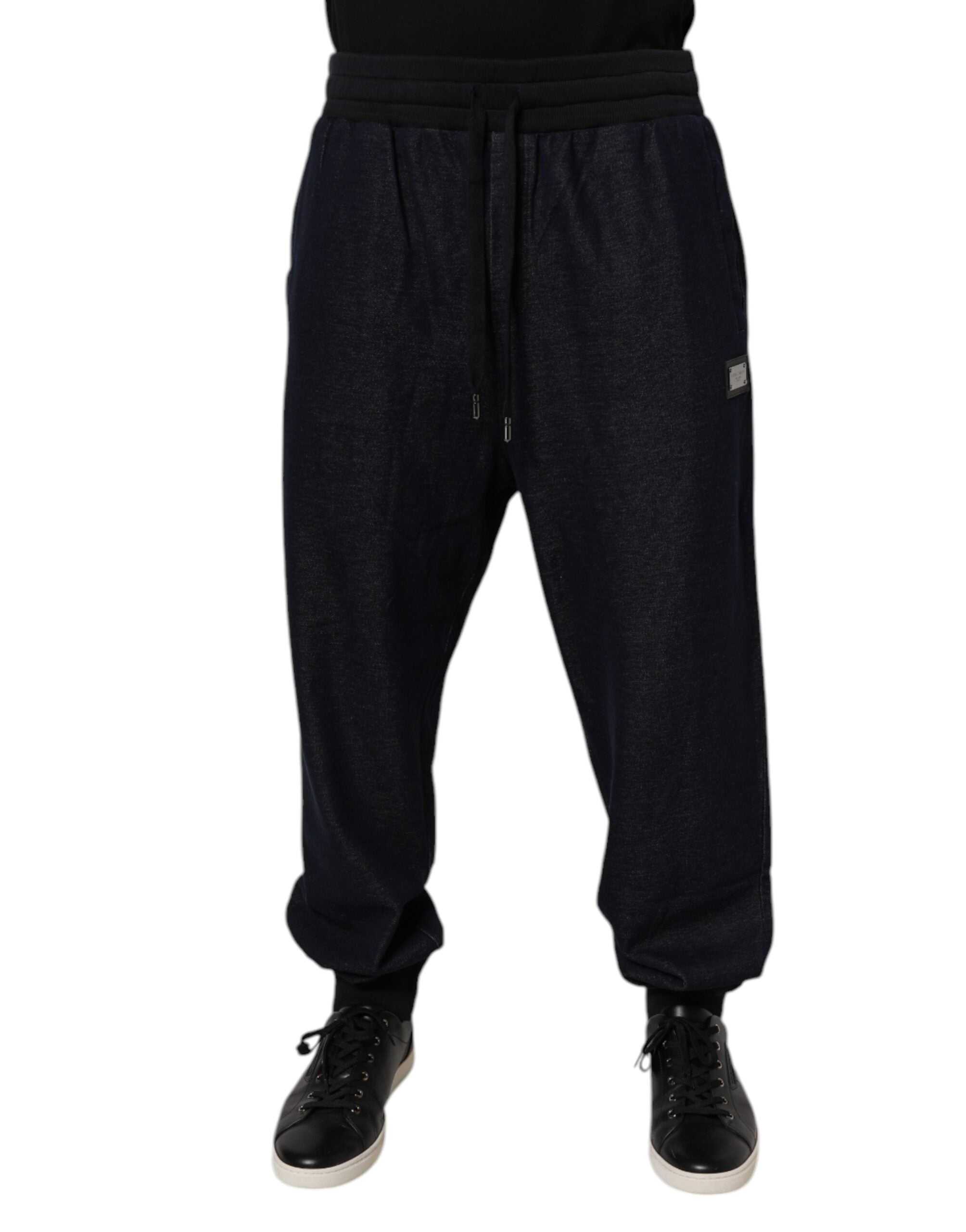 Dolce & Gabbana Black Jacquard Cotton Jogger Sweatpants Trousers-1