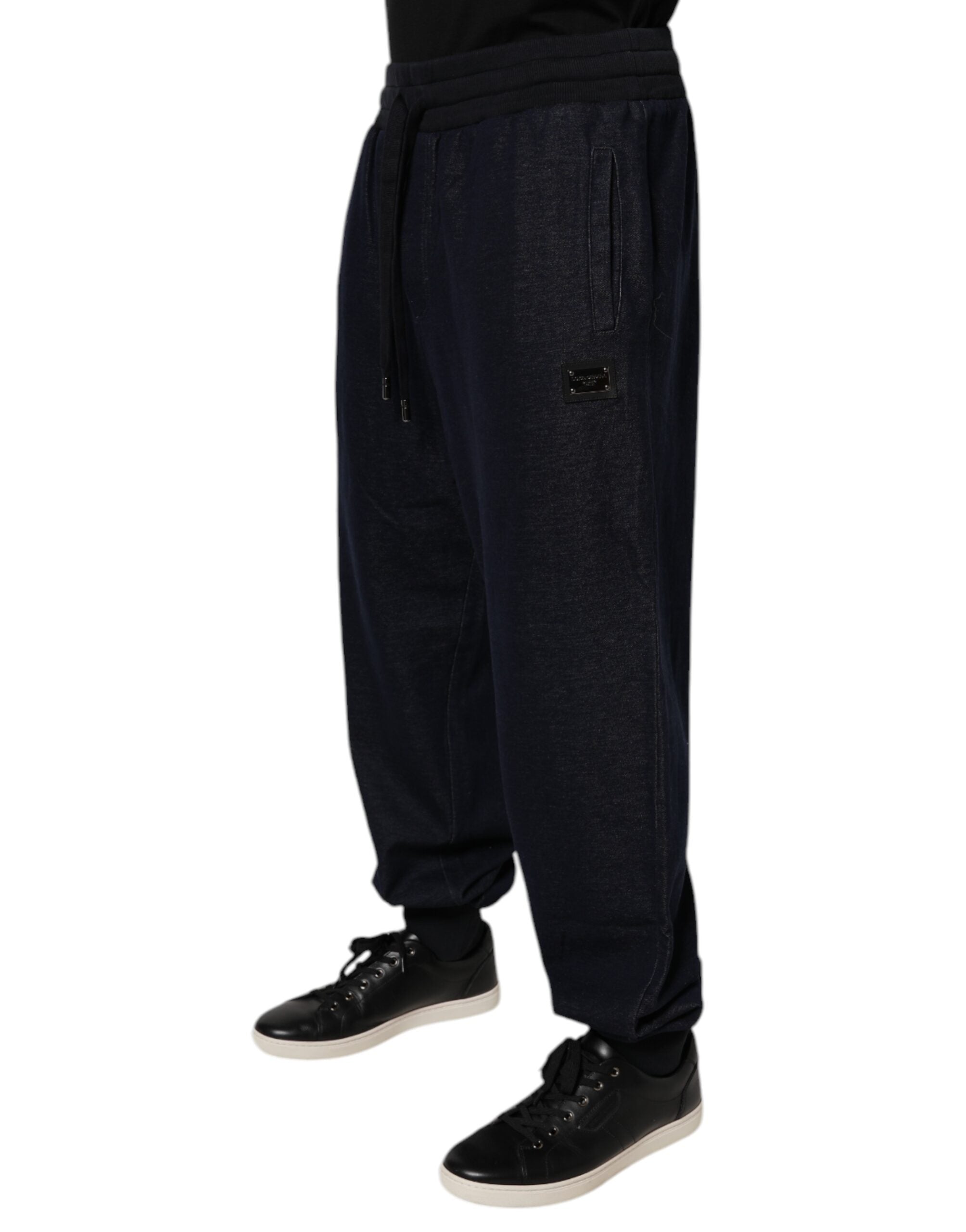 Dolce & Gabbana Black Jacquard Cotton Jogger Sweatpants Trousers-3