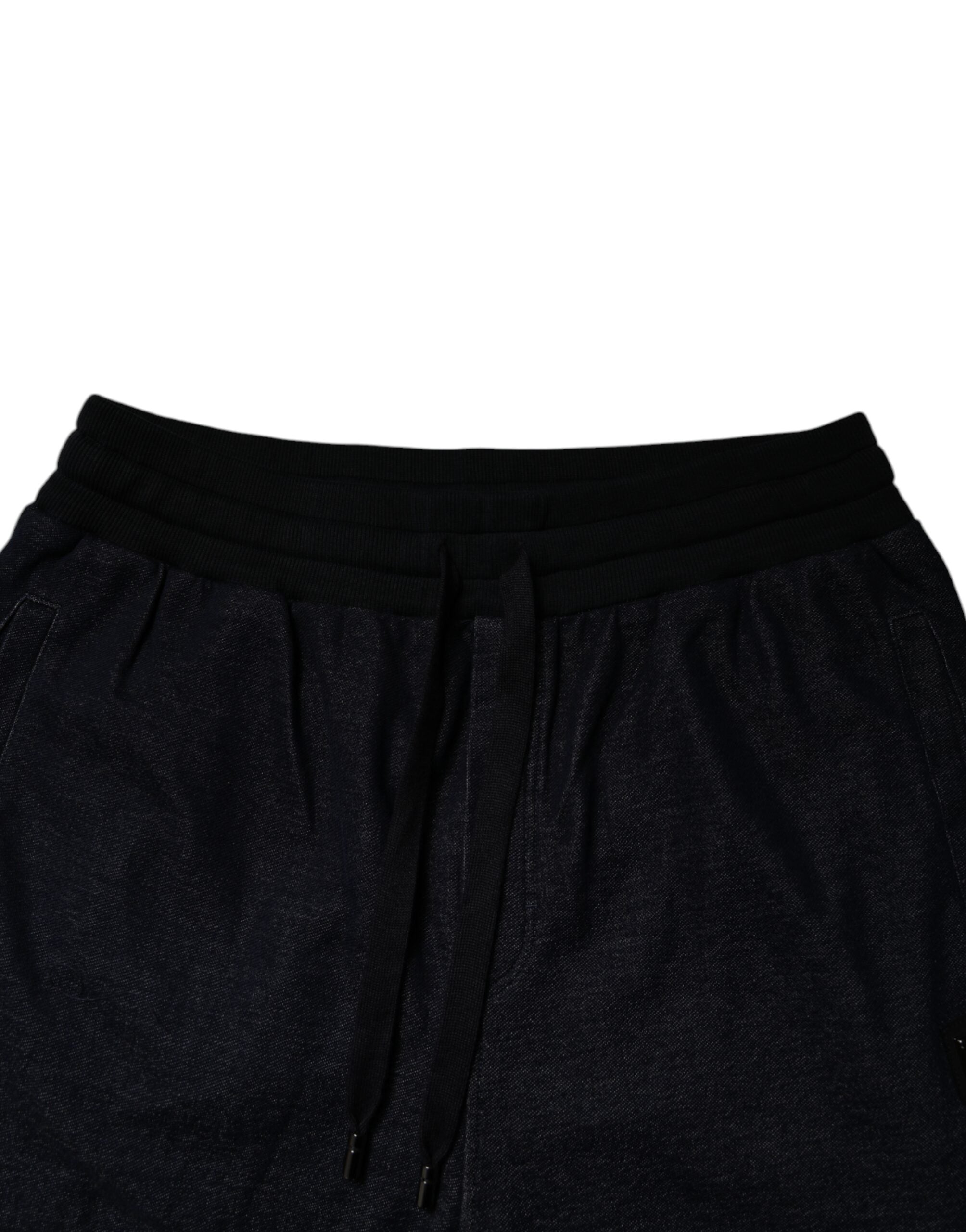 Dolce & Gabbana Black Jacquard Cotton Jogger Sweatpants Trousers-5
