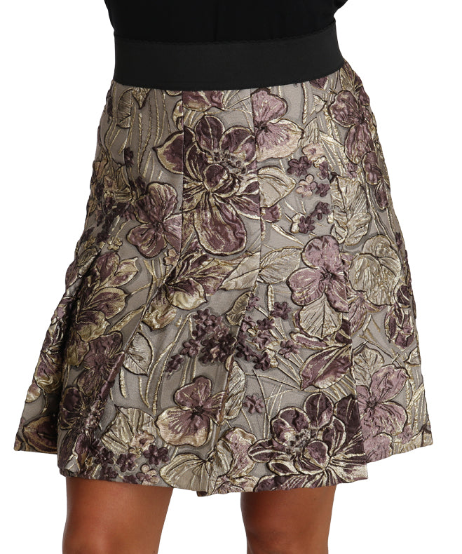 Dolce & Gabbana A-line mini skirt with floral print in jacquard-4