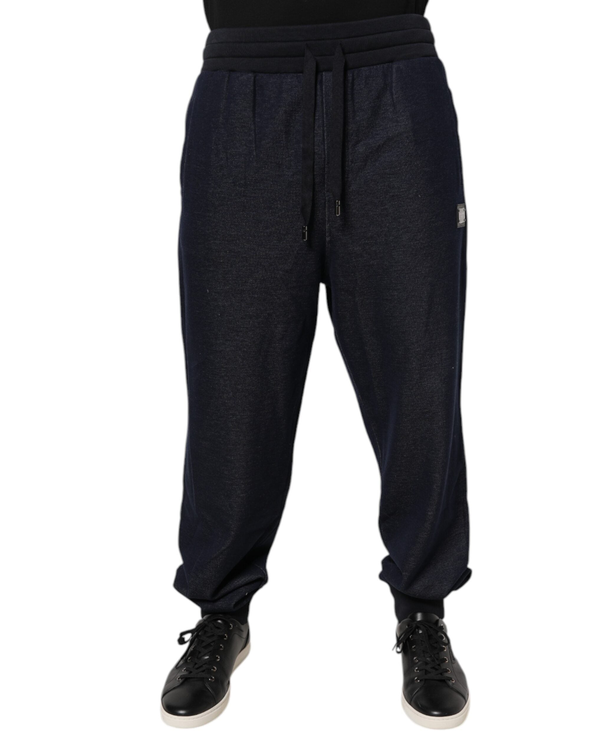 Dolce & Gabbana Black Jacquard Jogger Men's Sweatpants Trousers-2