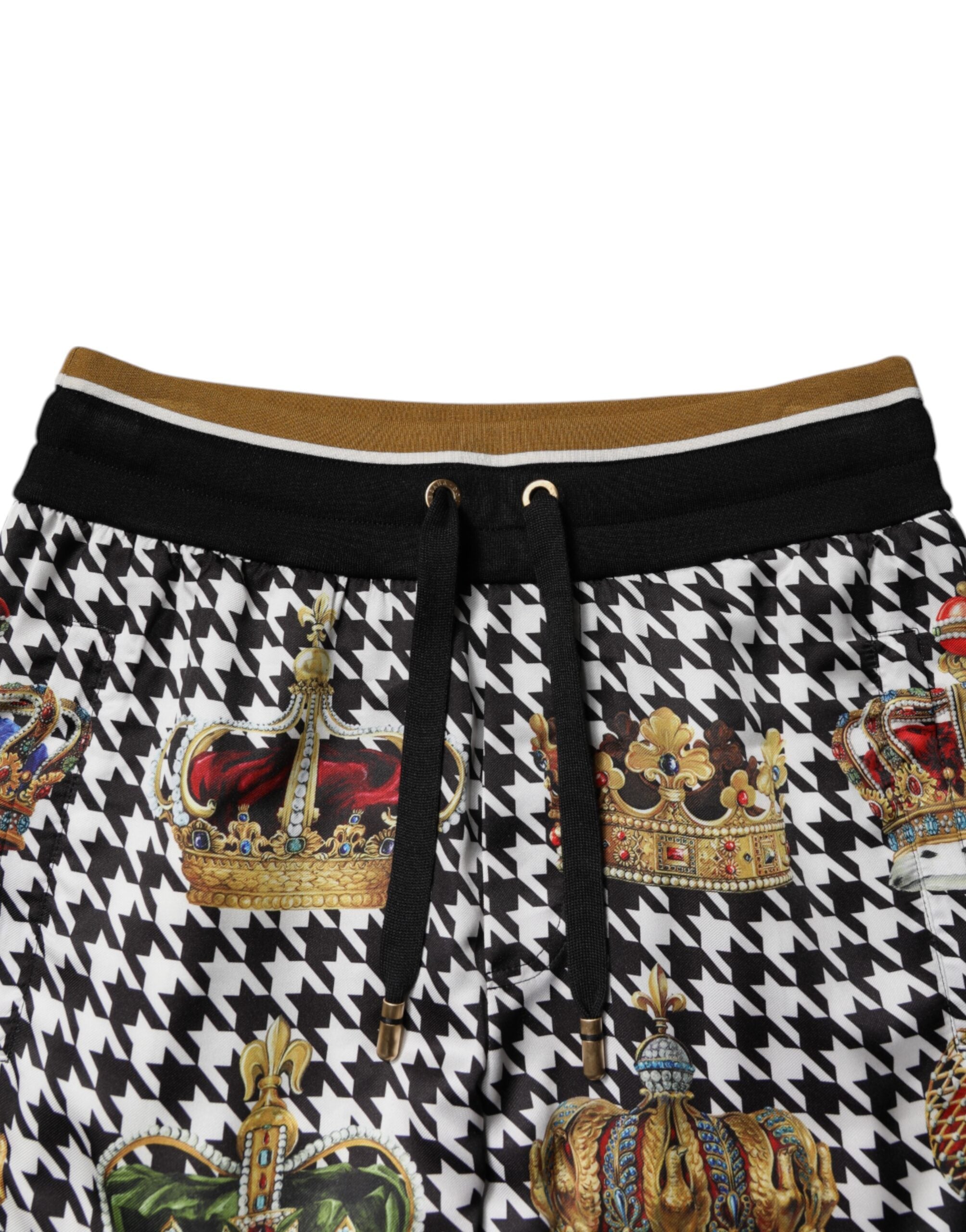 Dolce & Gabbana Multicolor Hahnentritt Krone Männer Sweatpants Hosen-5