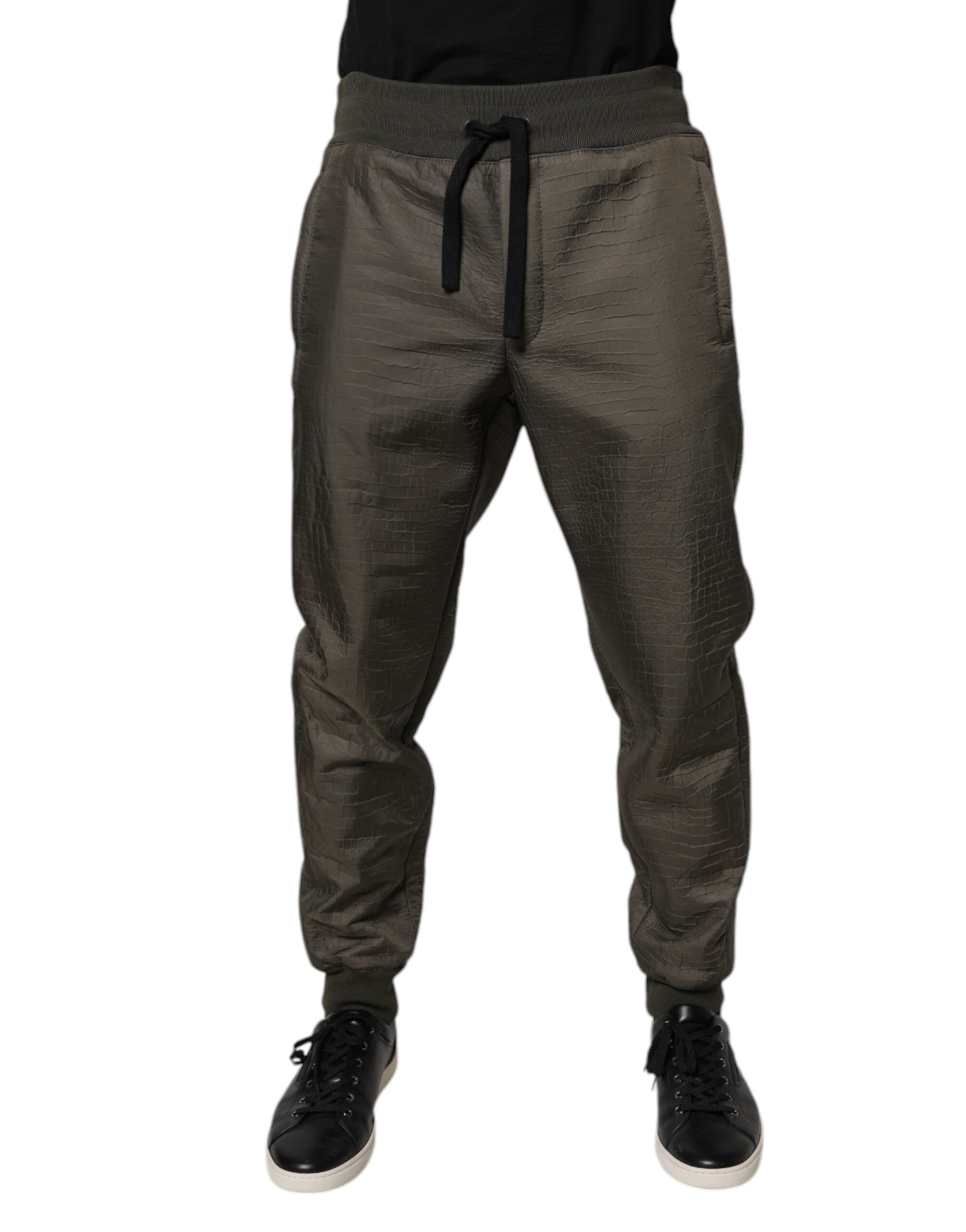 Dolce & Gabbana Brown Lambskin Leather Men's Sweatpants Trousers-2