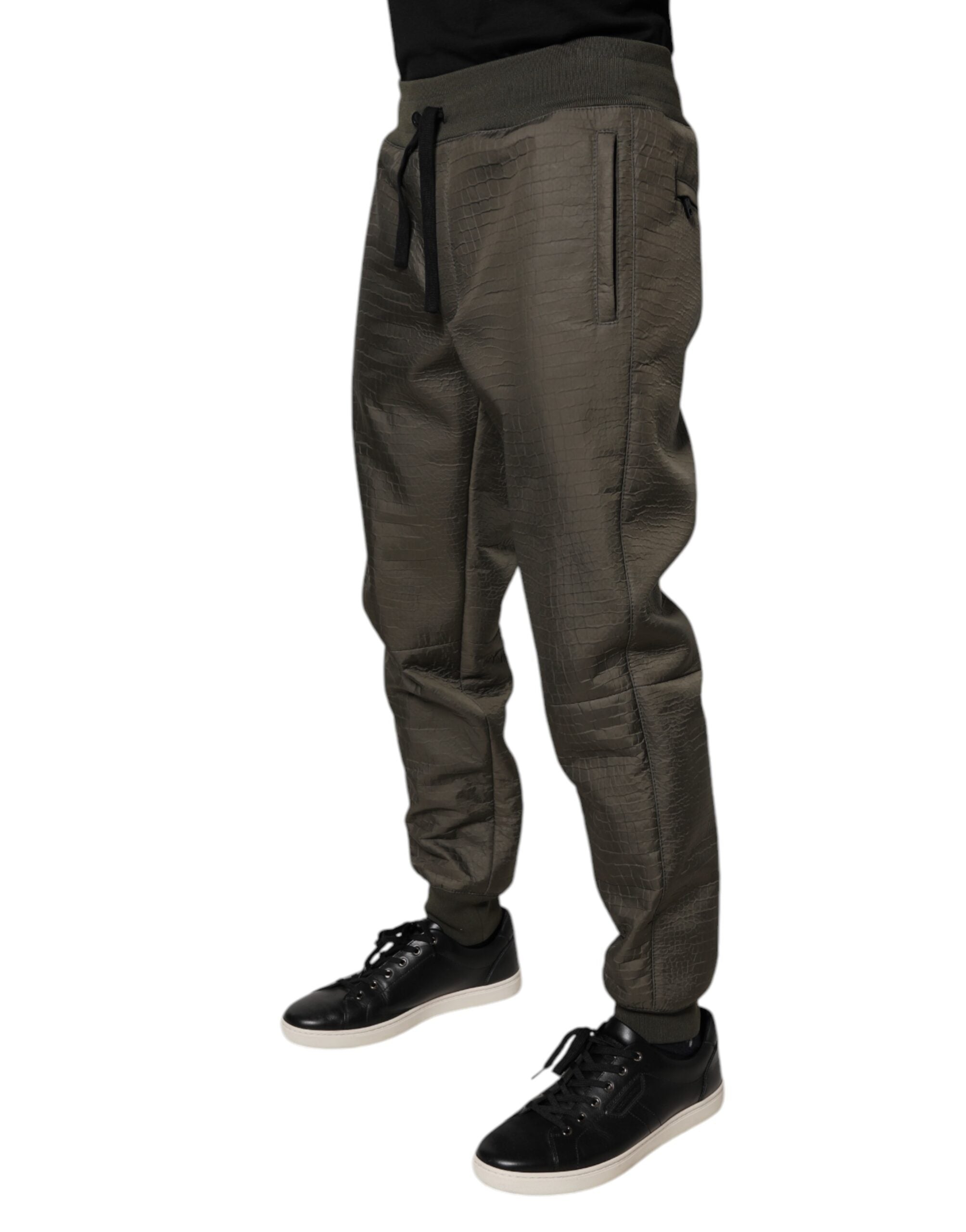 Dolce & Gabbana Brown Lambskin Leather Men's Sweatpants Trousers-3