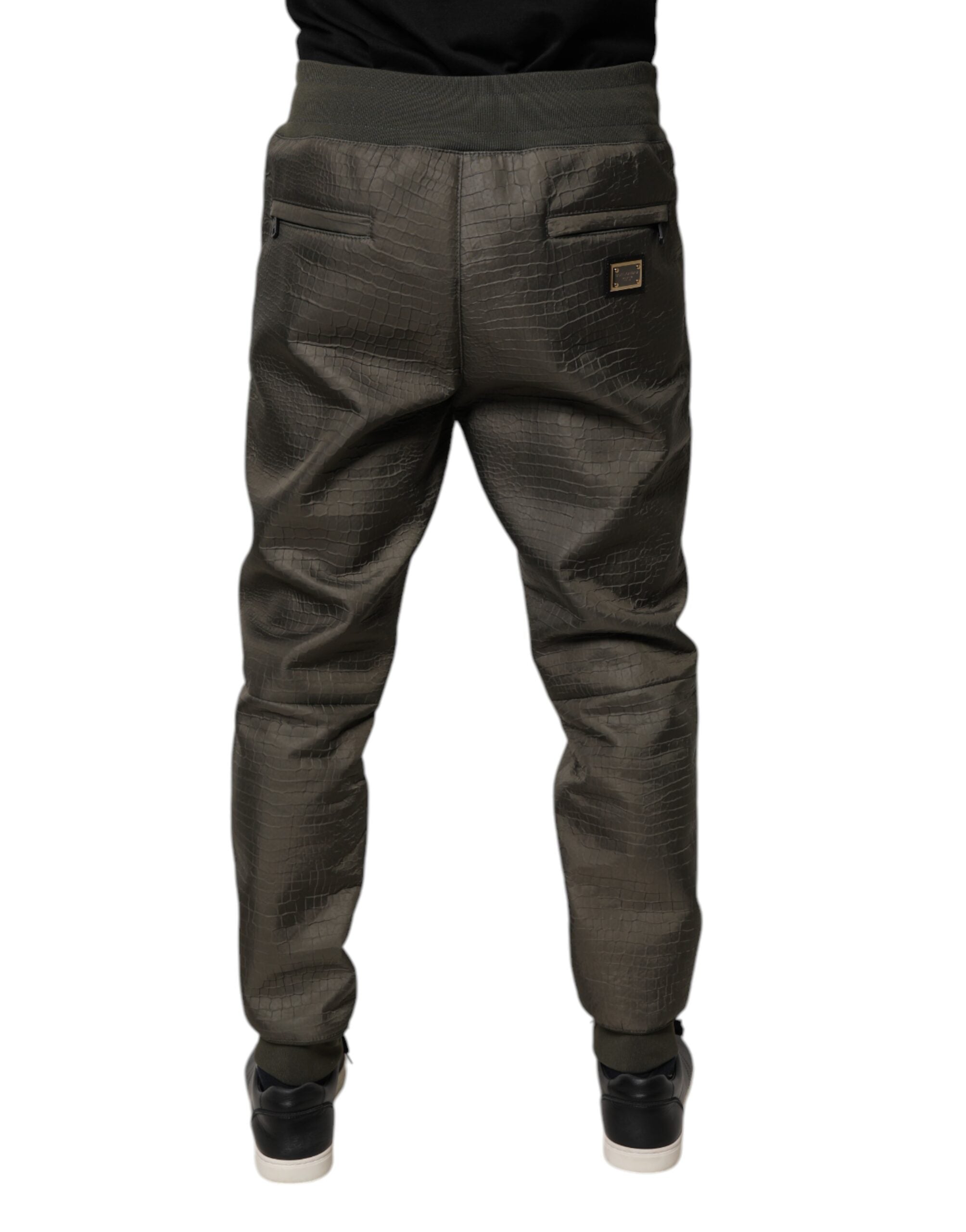 Dolce & Gabbana Brown Lambskin Leather Men's Sweatpants Trousers-4