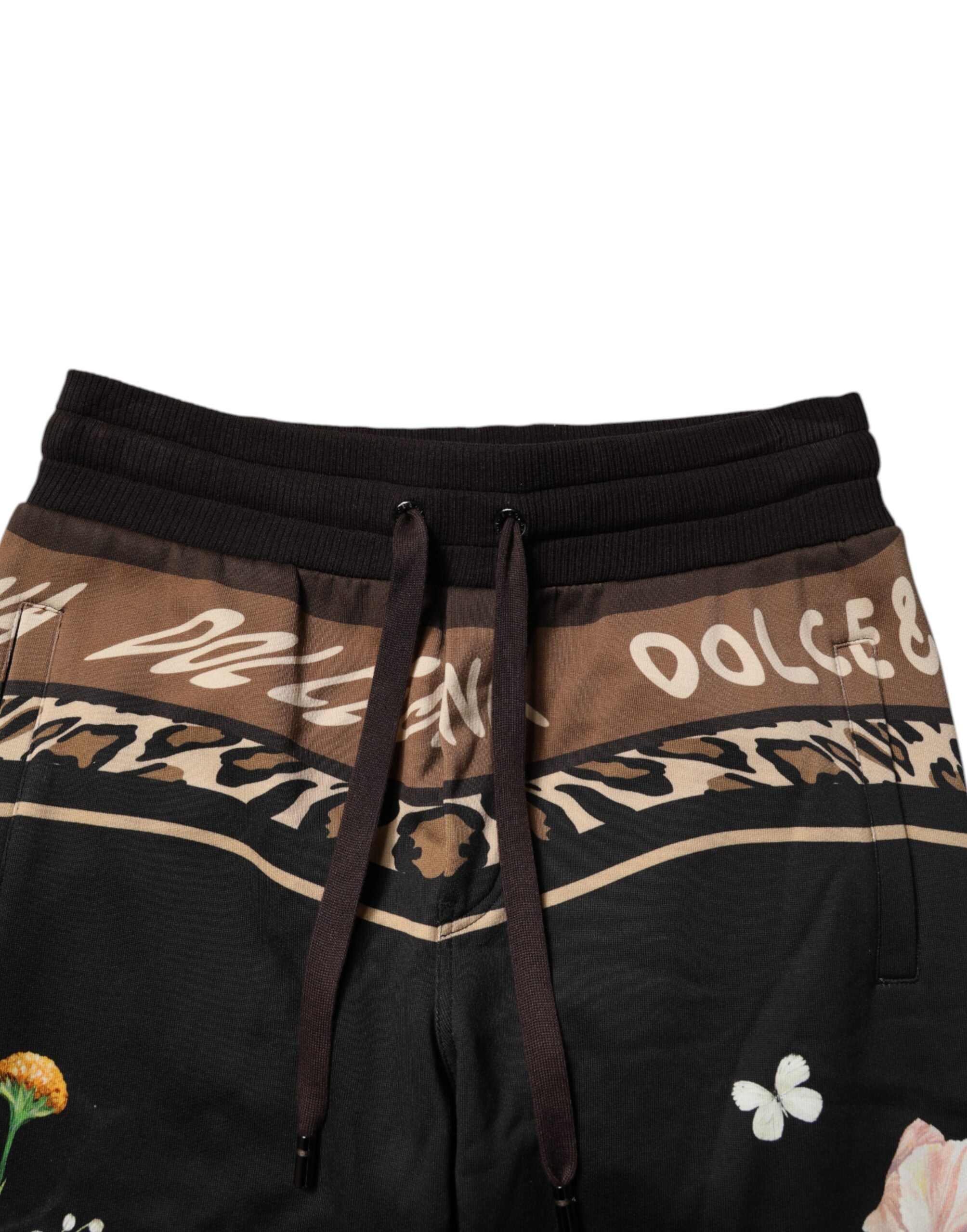 Pantalones deportivos negros de algodón con estampado floral de Dolce & Gabbana-5
