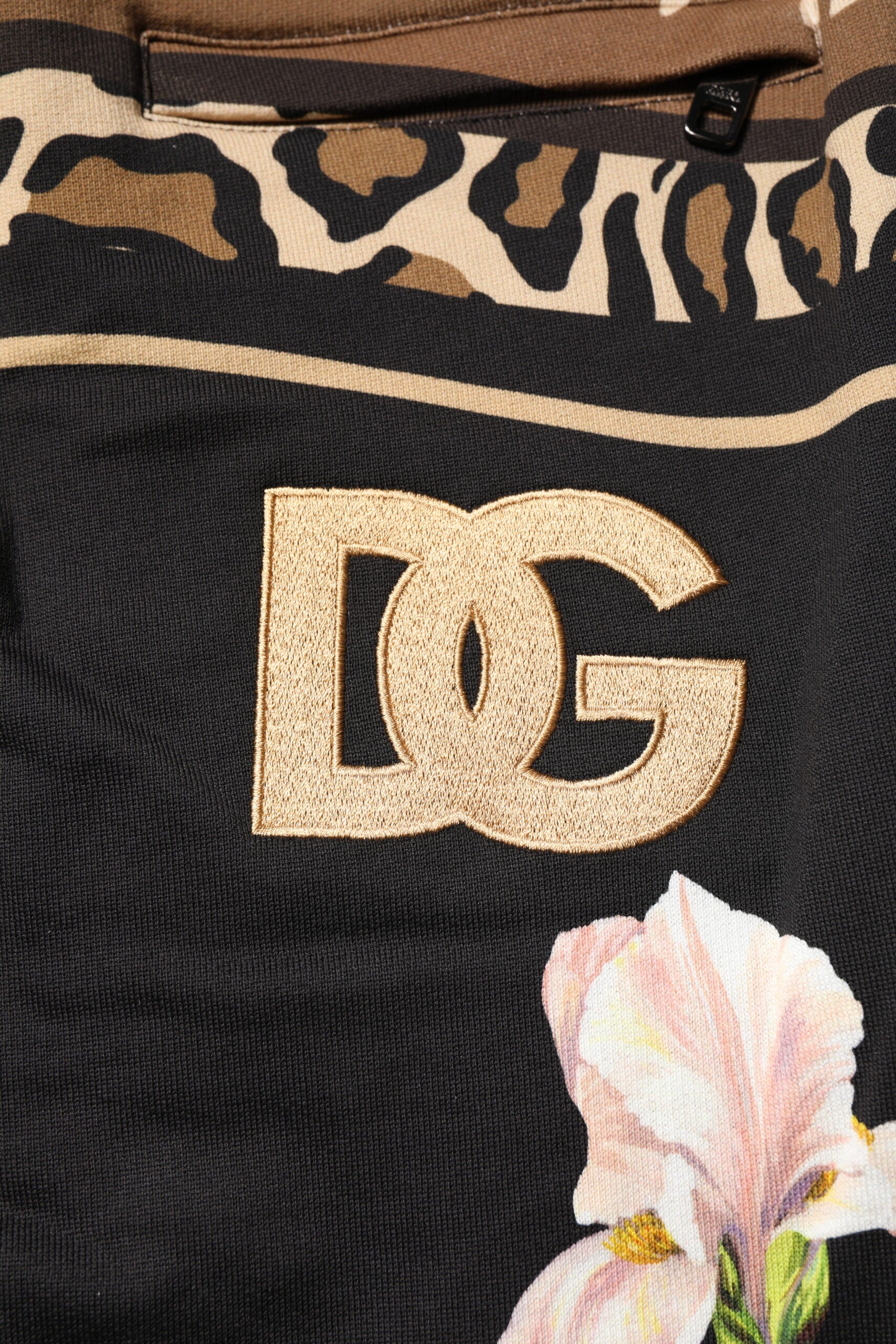 Pantalones deportivos negros de algodón con estampado floral de Dolce & Gabbana-6