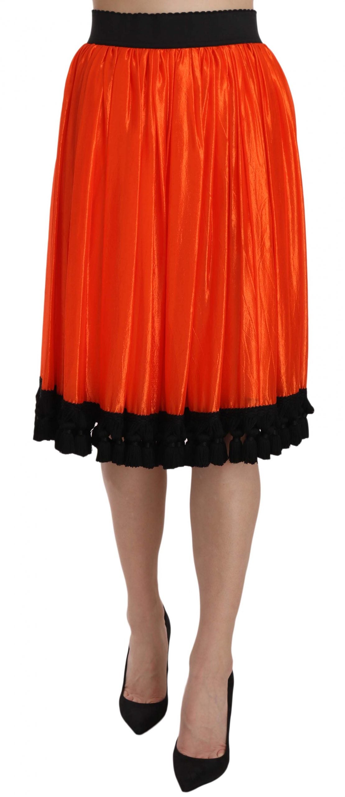 Dolce & Gabbana orange knee-length high-waisted skirt
