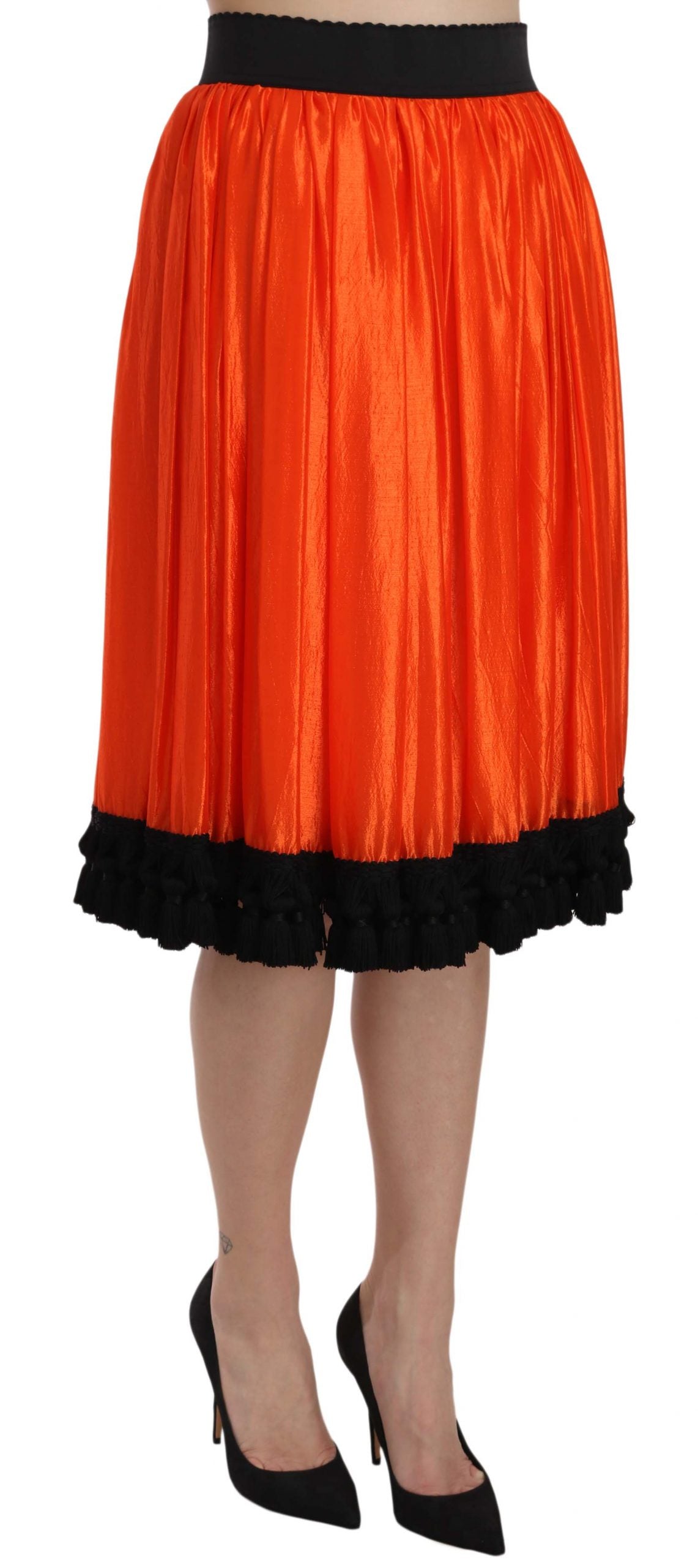Dolce & Gabbana orange knee-length high-waisted skirt-3
