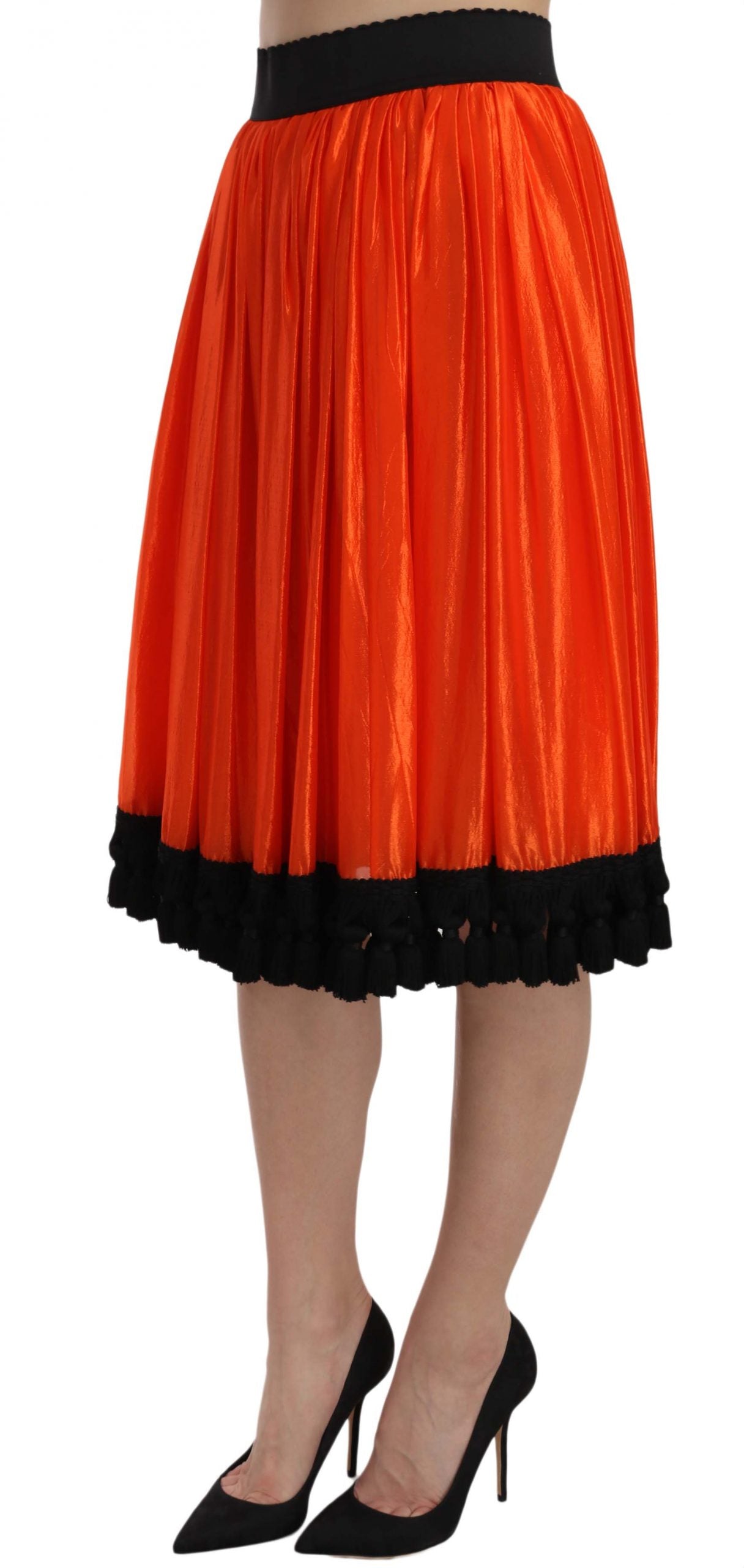 Dolce & Gabbana orange knee-length high-waisted skirt-4