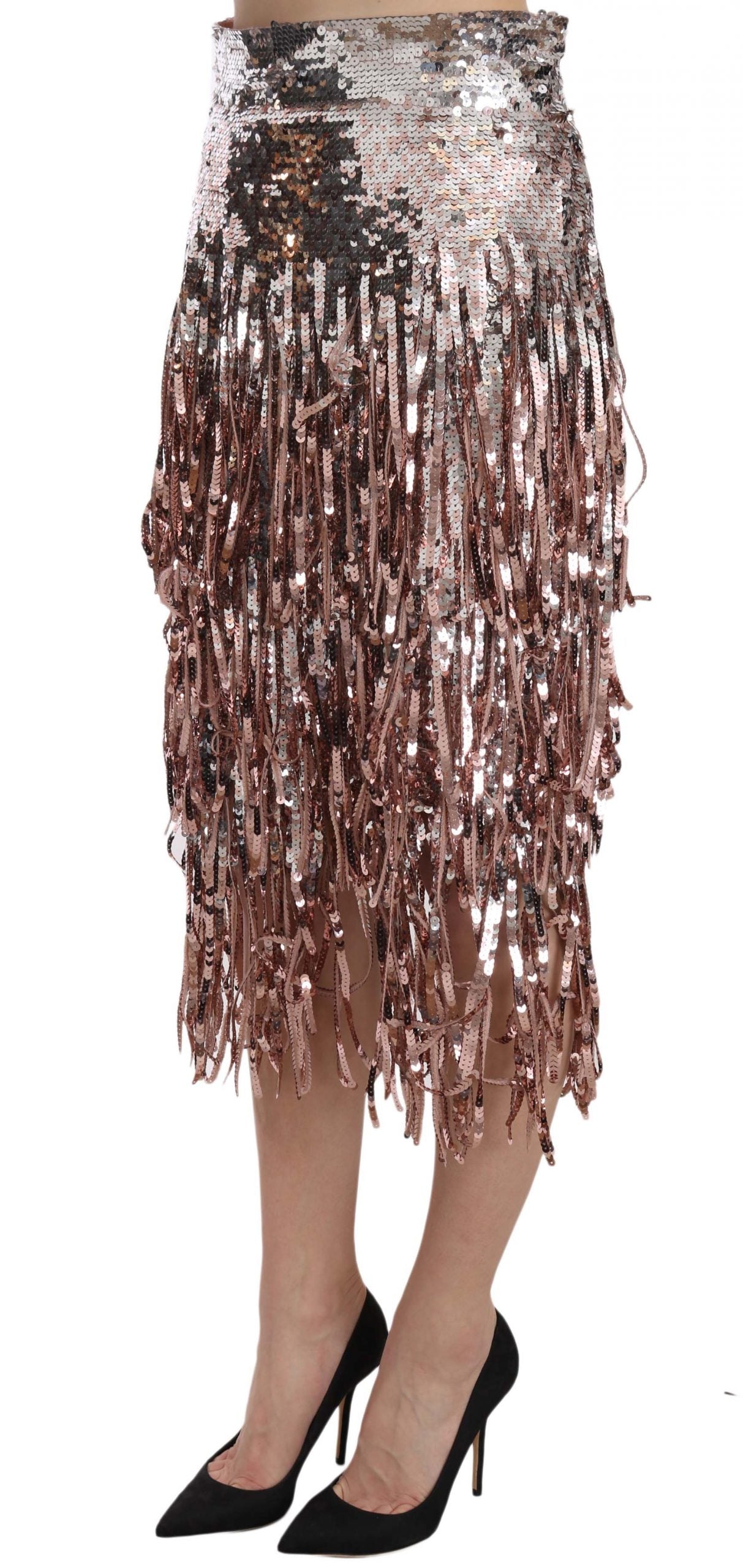 Dolce & Gabbana midi pencil skirt with sequin trim and fringe-2