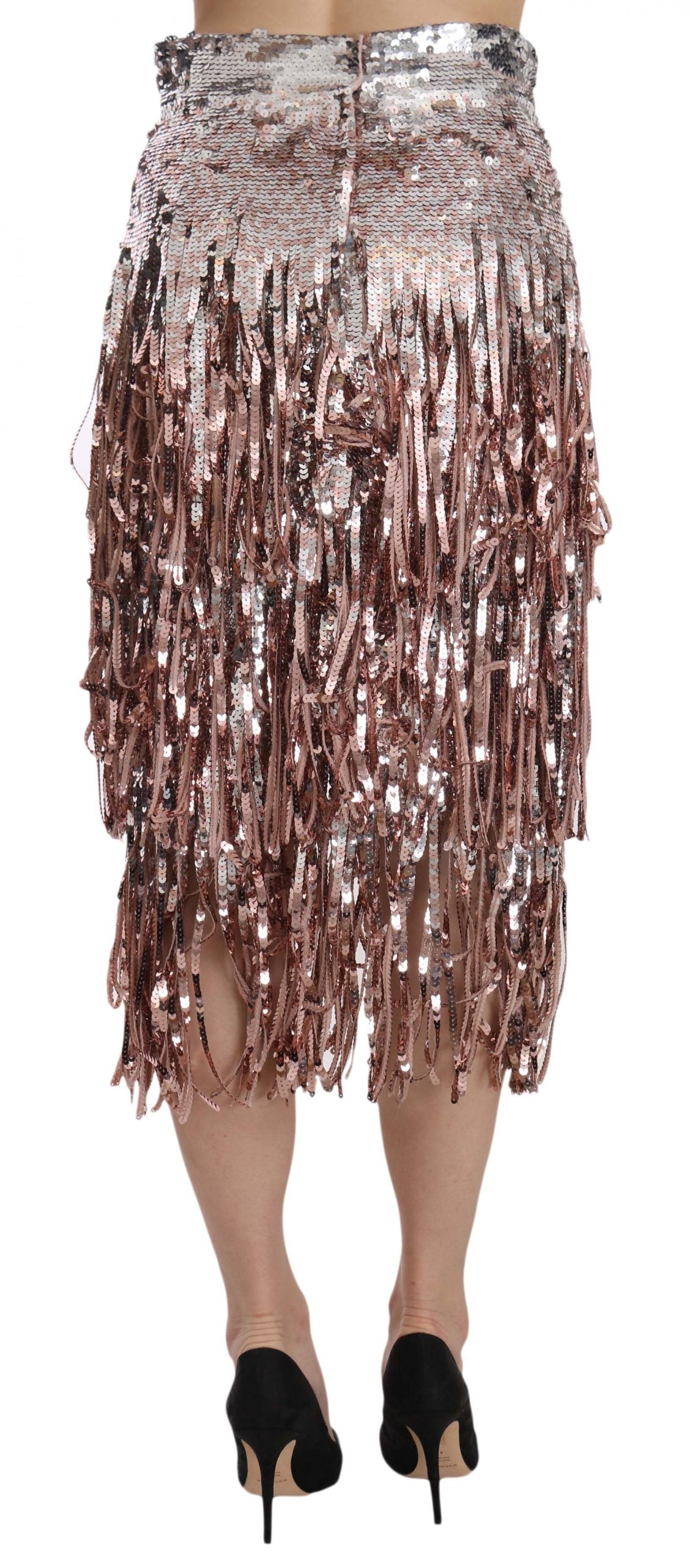 Dolce & Gabbana midi pencil skirt with sequin trim and fringe-3