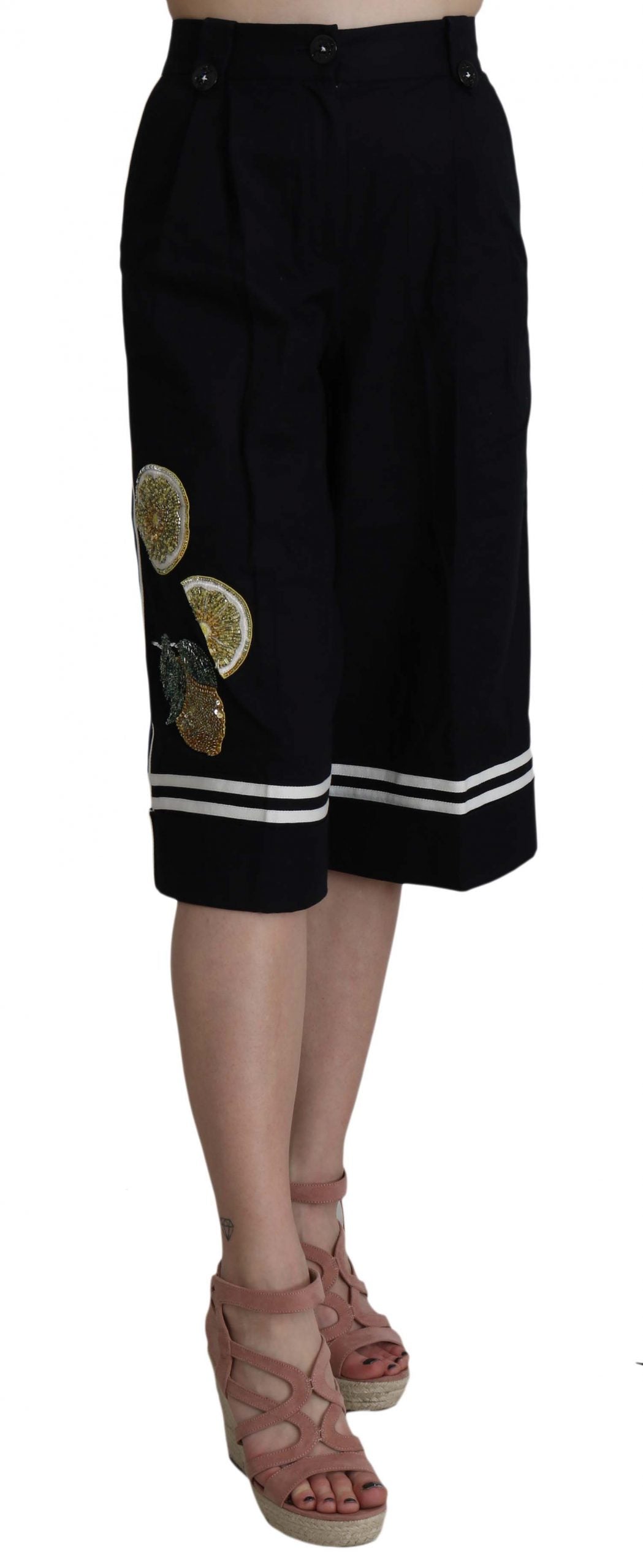 Dolce & Gabbana Black cotton trousers with embellishments-2