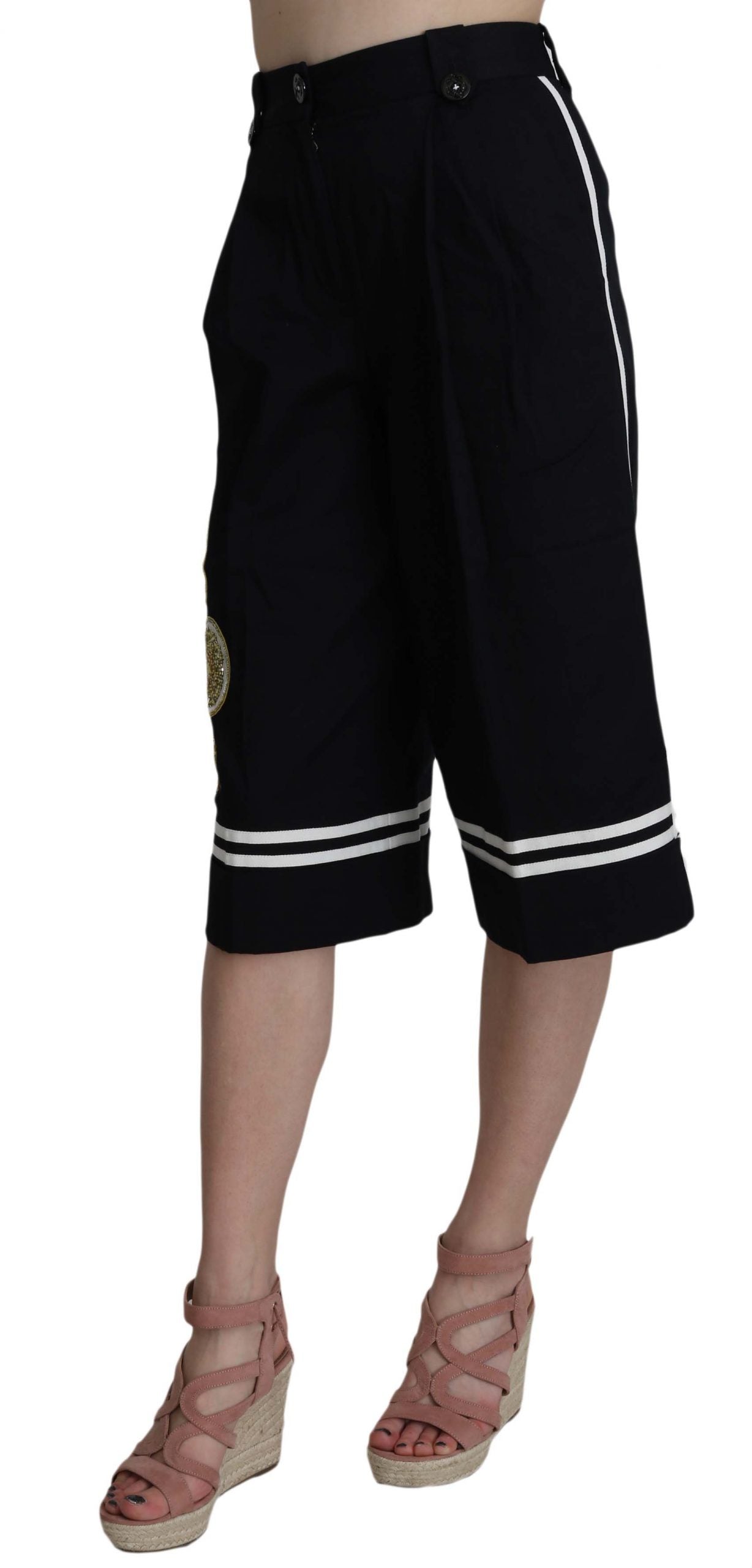 Dolce & Gabbana Black cotton trousers with embellishments-3