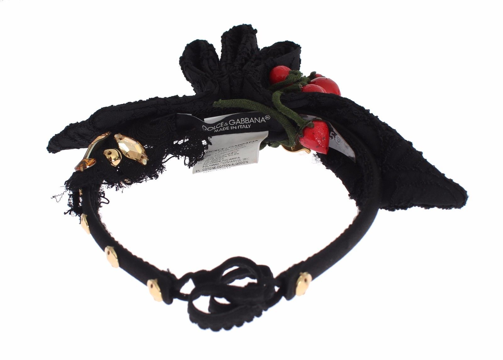 Dolce & Gabbana Diadem Headband Tiara Berry Fruit Crystal Bow Hair-6