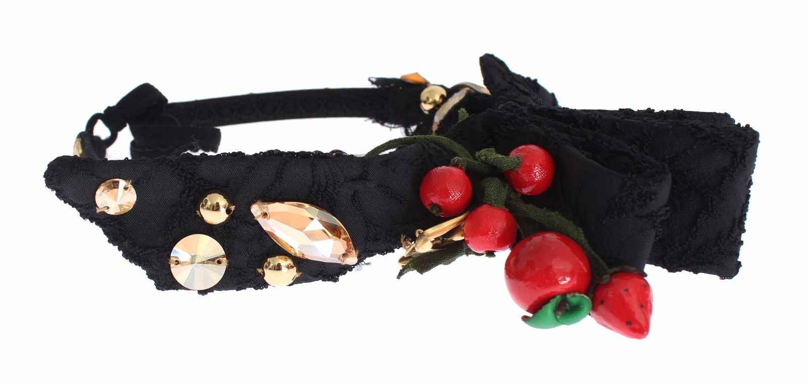 Dolce & Gabbana Diadem Headband Tiara Berry Fruit Crystal Bow Hair-7