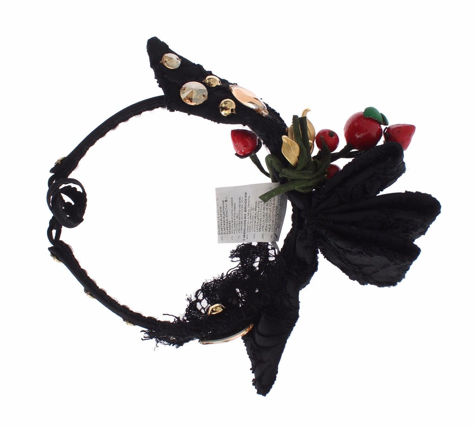 Dolce & Gabbana Diadem Headband Tiara Berry Fruit Crystal Bow Hair-8