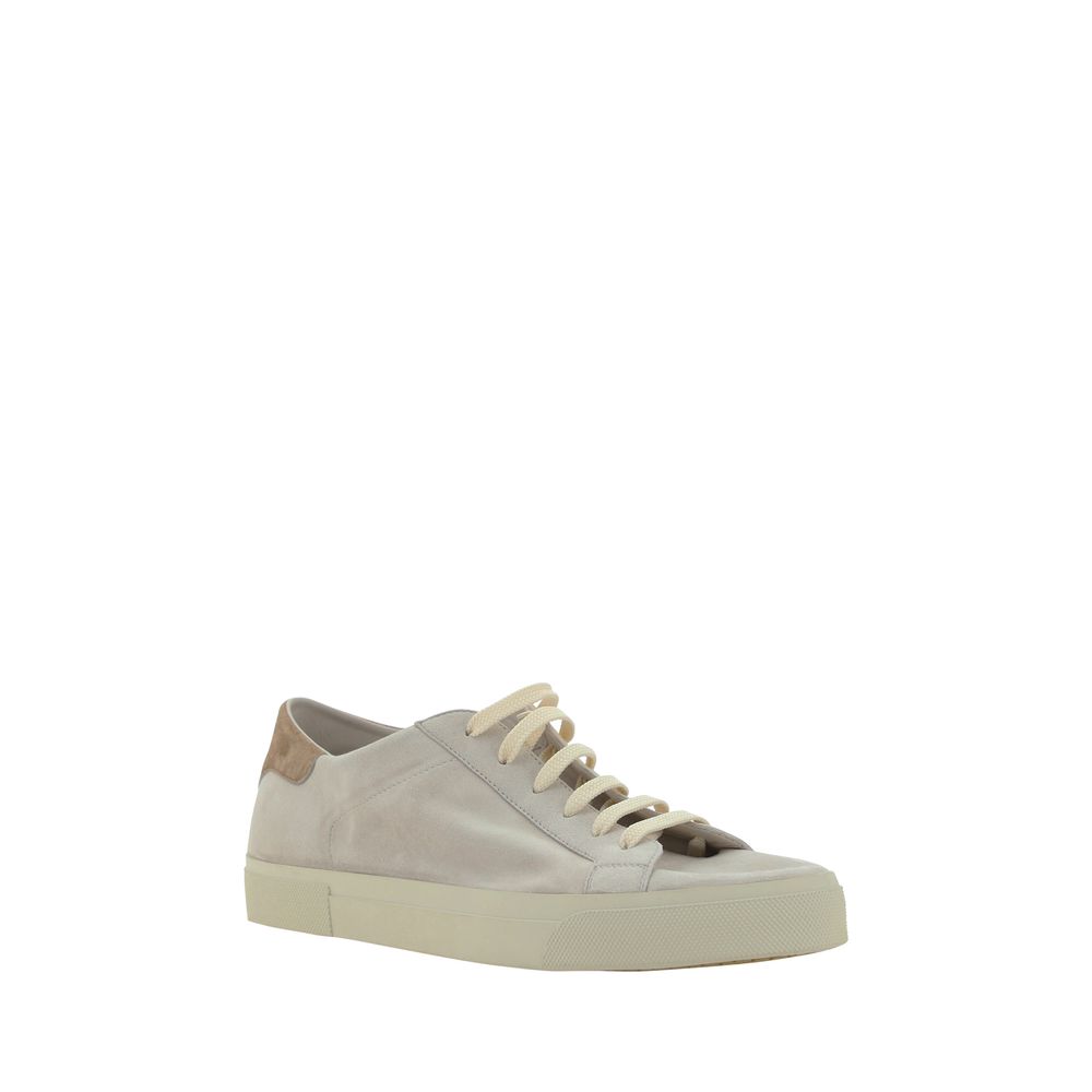 Brunello Cucinelli cream leather sneakers-2