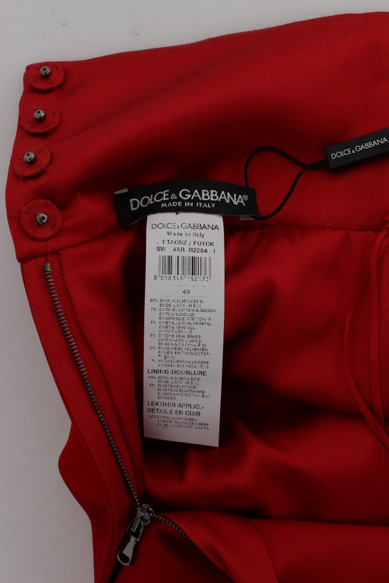 Dolce & Gabbana Rote Seidenkristallrosen Shorts-6