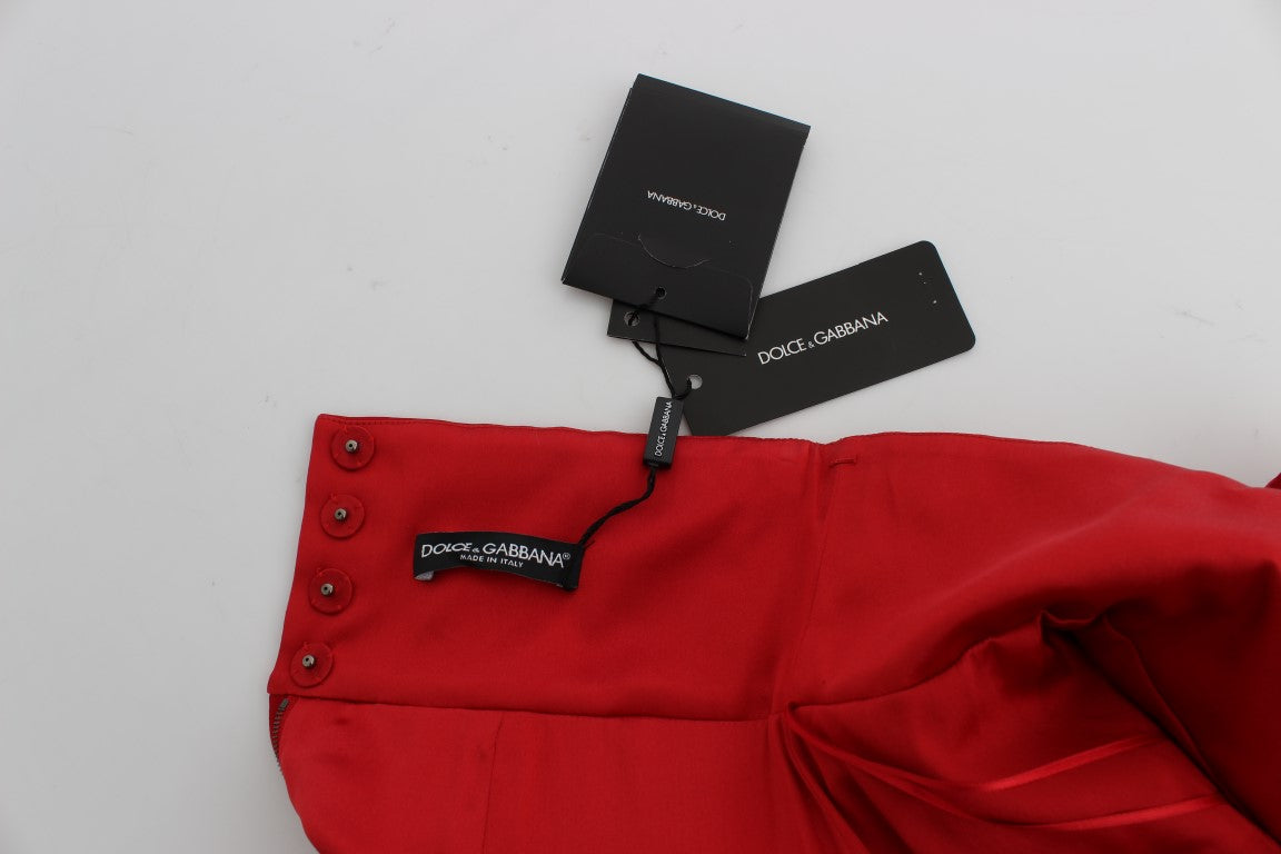 Dolce & Gabbana Rote Seidenkristallrosen Shorts-6