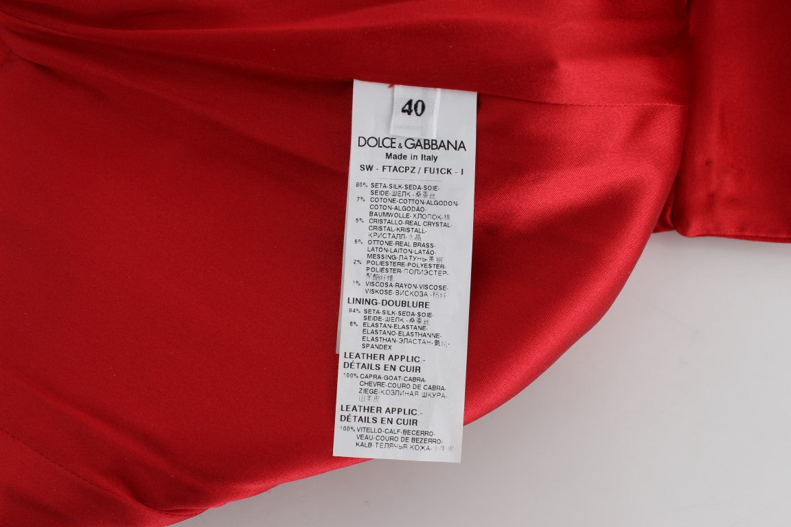 Dolce & Gabbana Rote Seidenkristallrosen Shorts-7