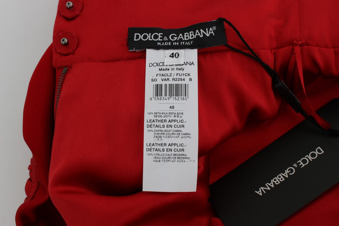 Pantalones cortos Sicilia con rosas de seda roja de Dolce & Gabbana -6