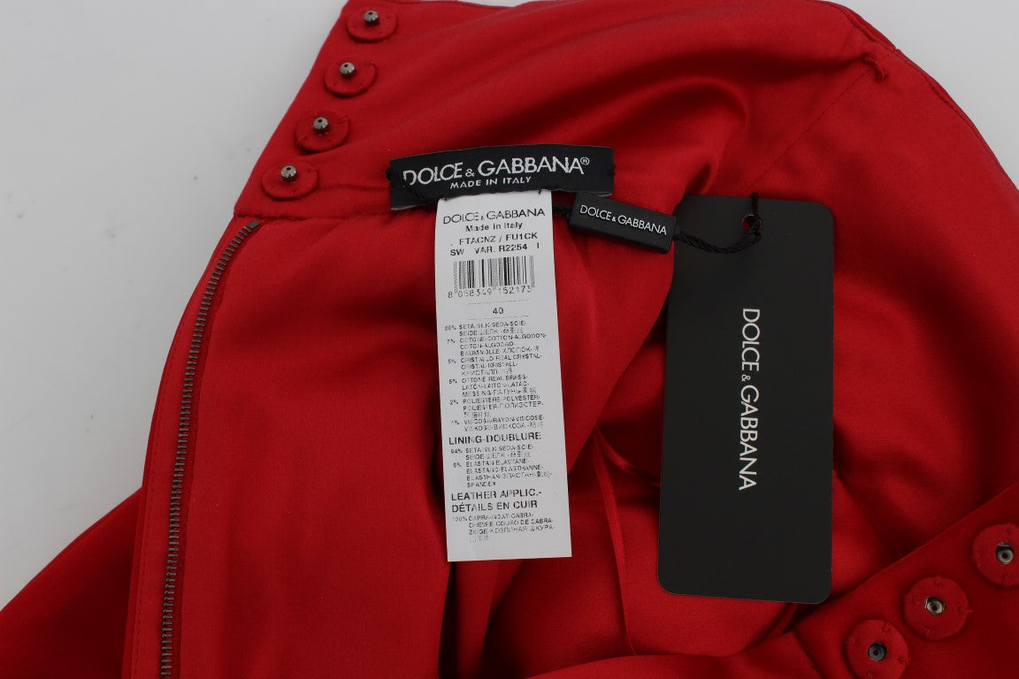 Dolce & Gabbana Rote Seidenkristallrosen Shorts-6
