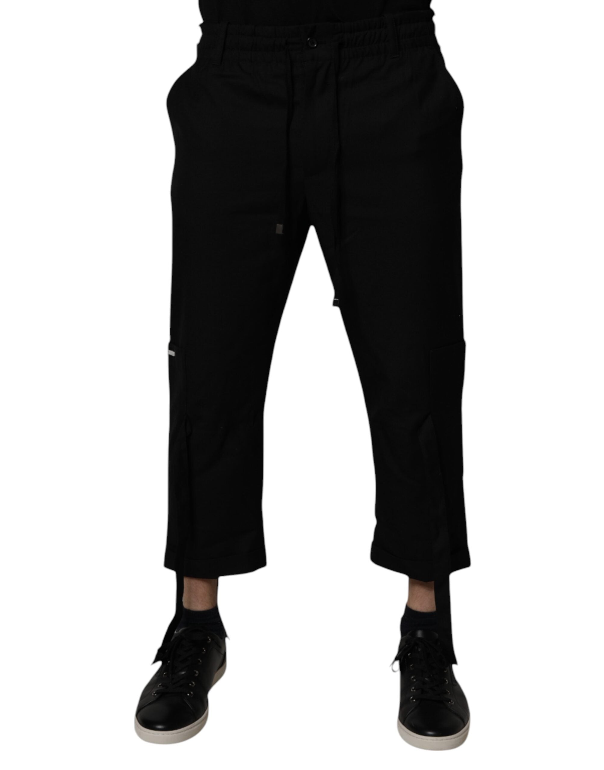 Dolce & Gabbana Schwarze Polyester Herren Cropped Pants-1