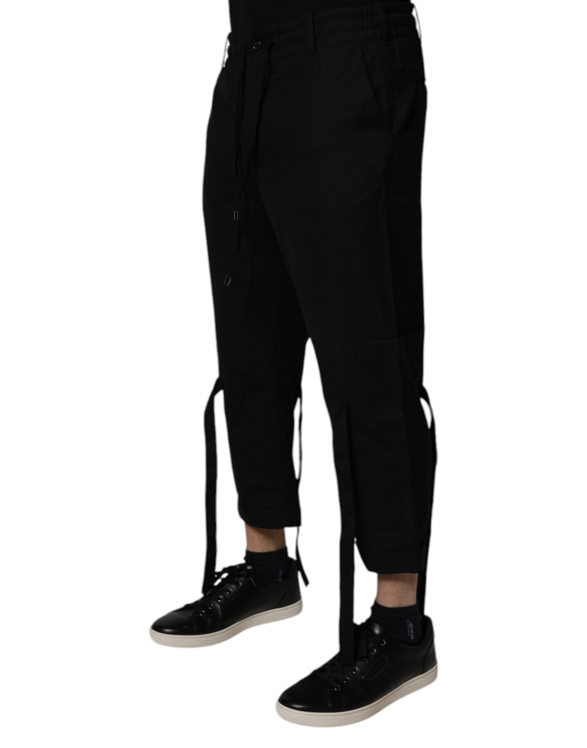 Dolce & Gabbana Schwarze Polyester Herren Cropped Pants-3