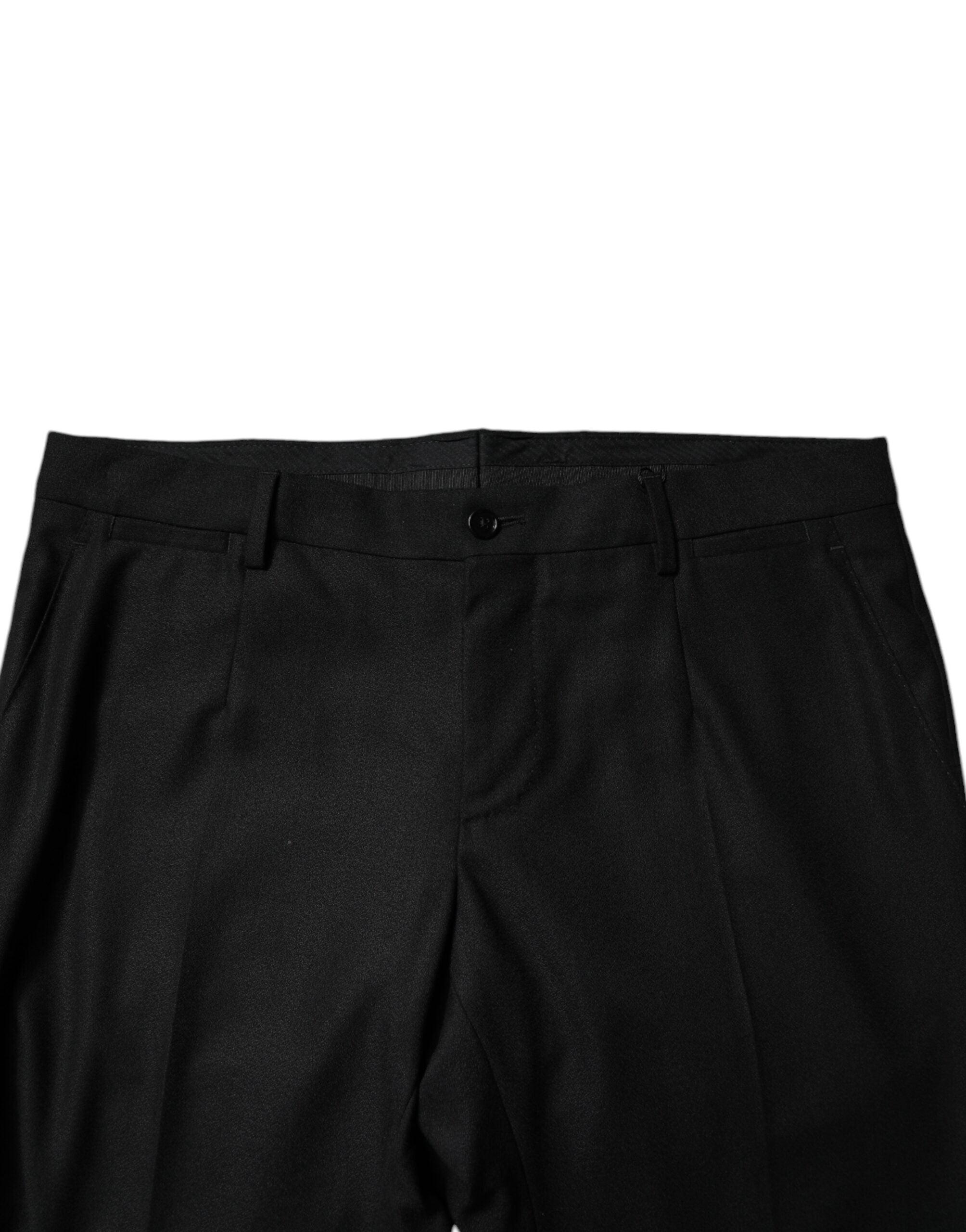 Dolce & Gabbana Black Virgin Wool Men's Skinny Dress Formal Trousers-5