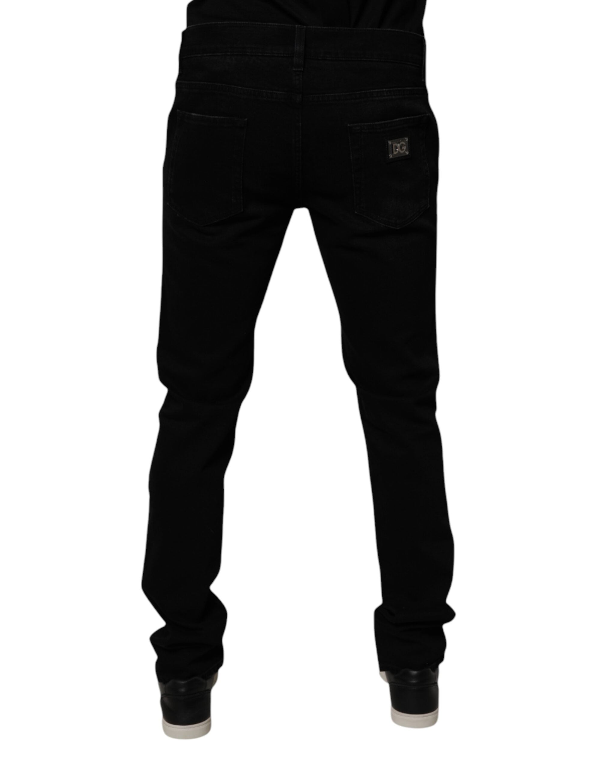 Vaqueros ajustados de algodón desgastado negro Dolce & Gabbana para hombre confeccionados en denim-4