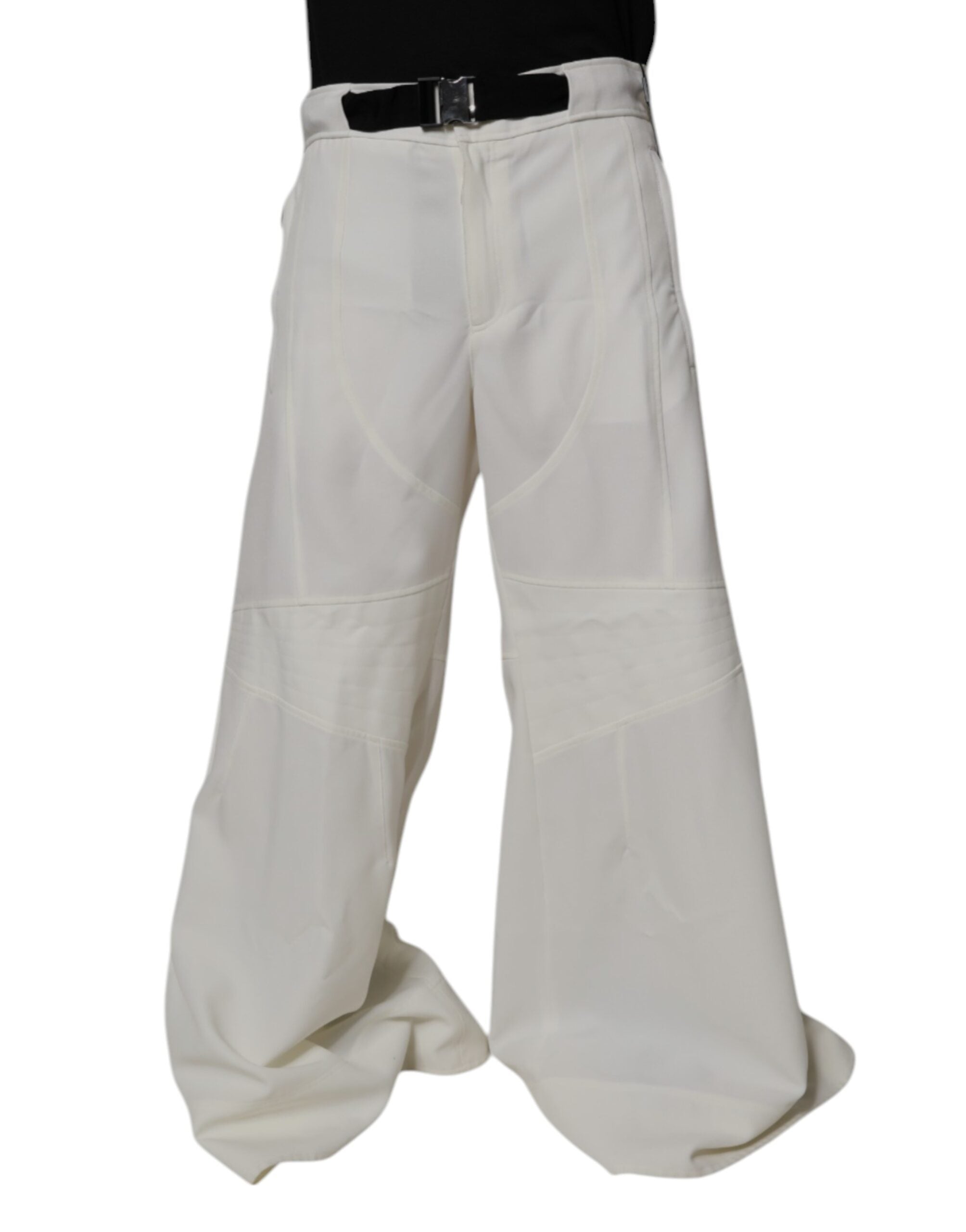 Dolce & Gabbana Weiße Hose mit mittlerer Taille und weitem Bein-1