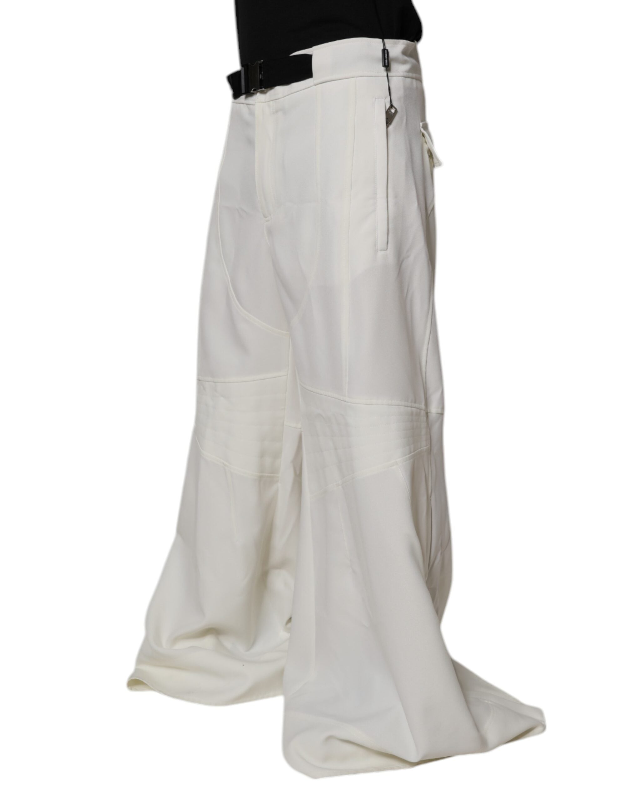 Dolce & Gabbana Weiße Hose mit mittlerer Taille und weitem Bein-3