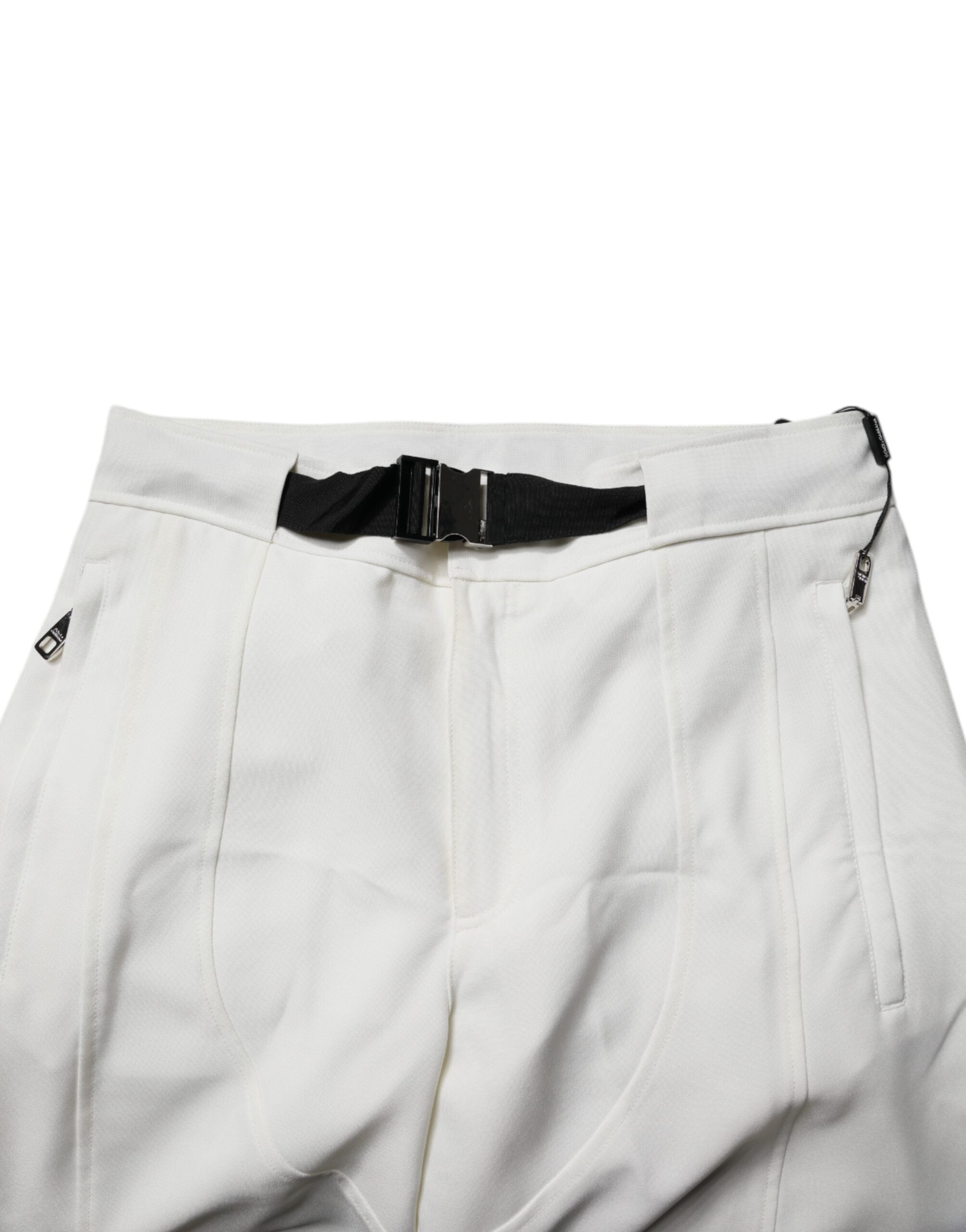 Dolce & Gabbana Weiße Hose mit mittlerer Taille und weitem Bein-5