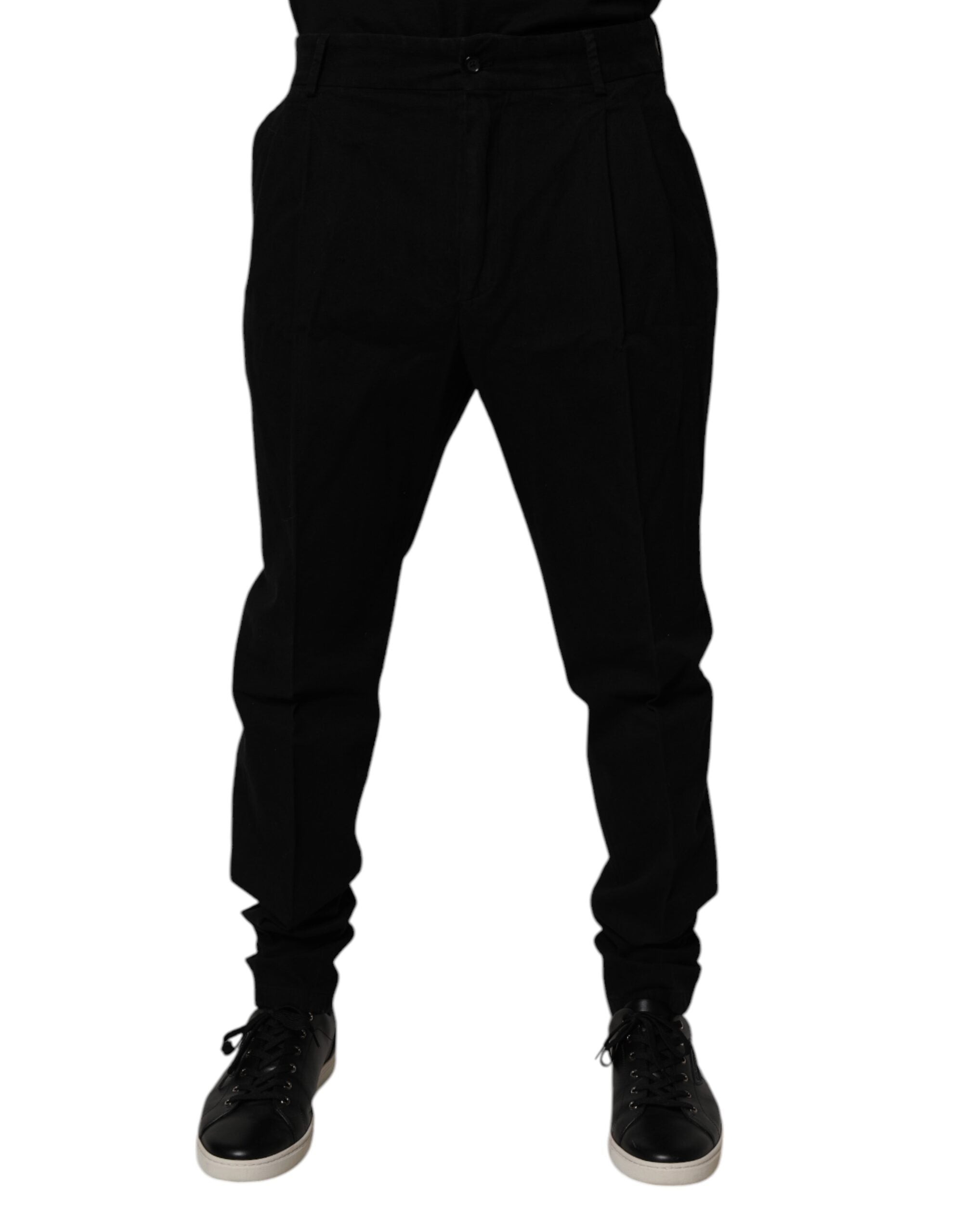 Dolce & Gabbana Black Cotton Stretch Skinny Trousers