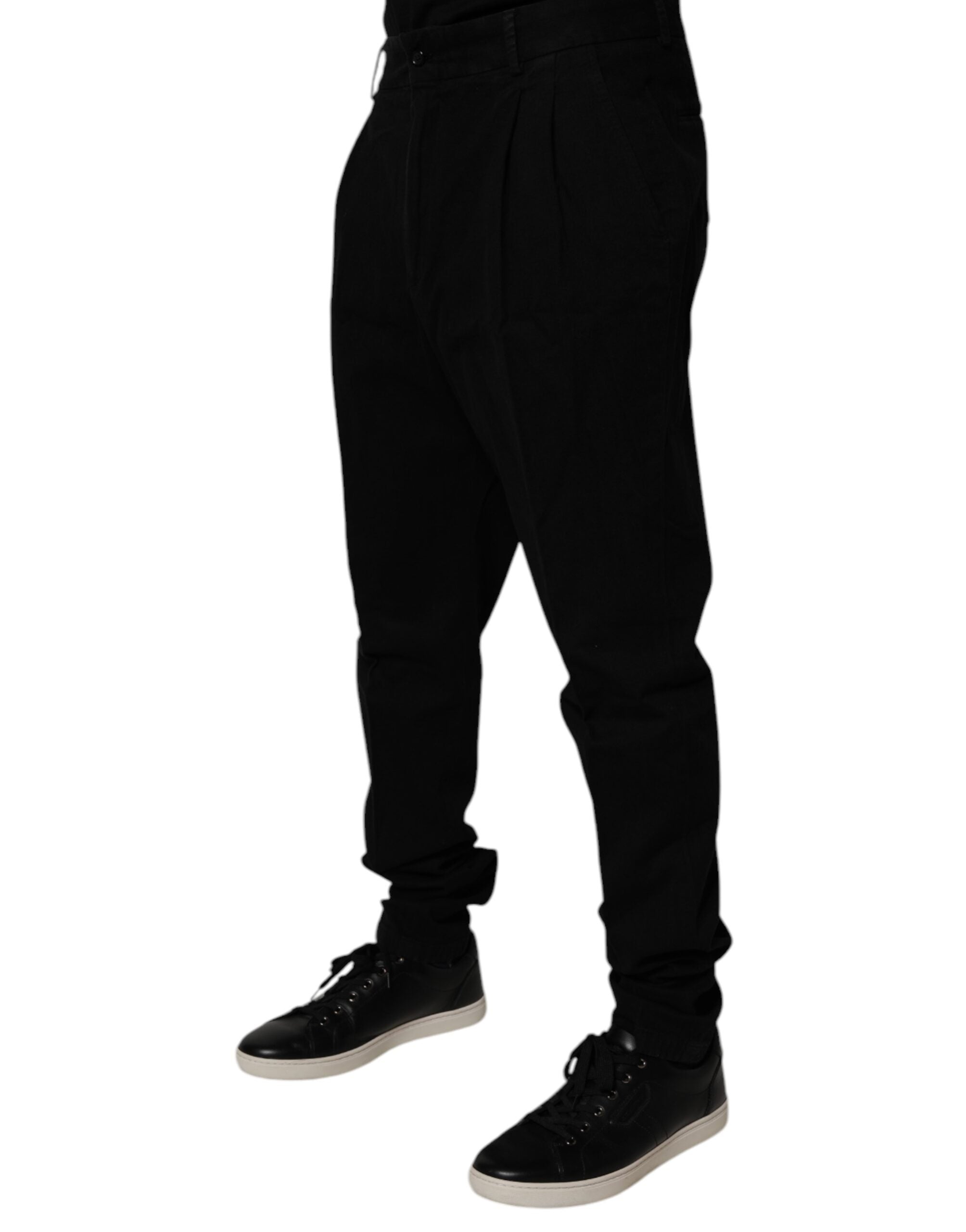 Pantalones ajustados de algodón elástico negro de Dolce & Gabbana-3