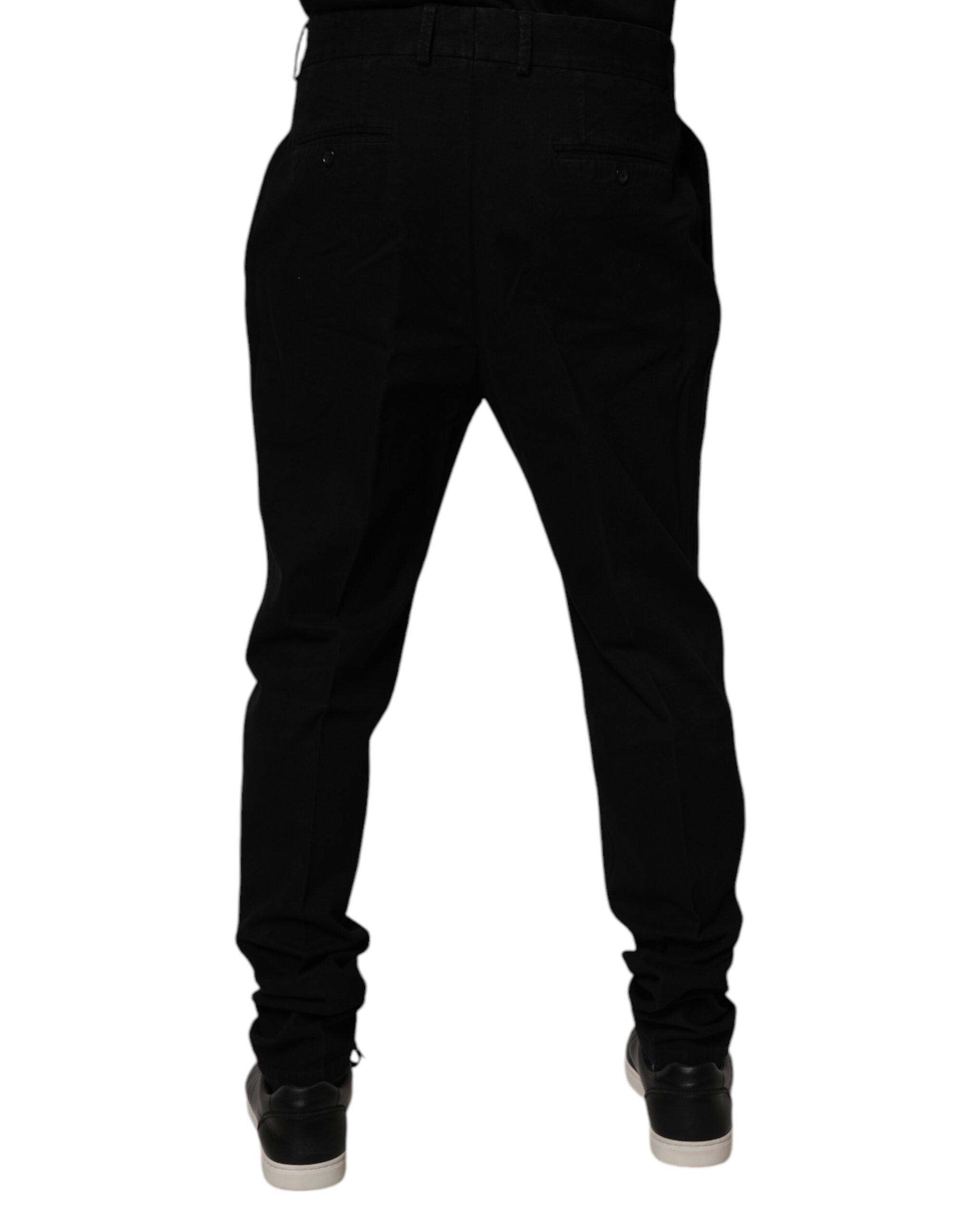 Pantalones ajustados de algodón elástico negro de Dolce & Gabbana-4