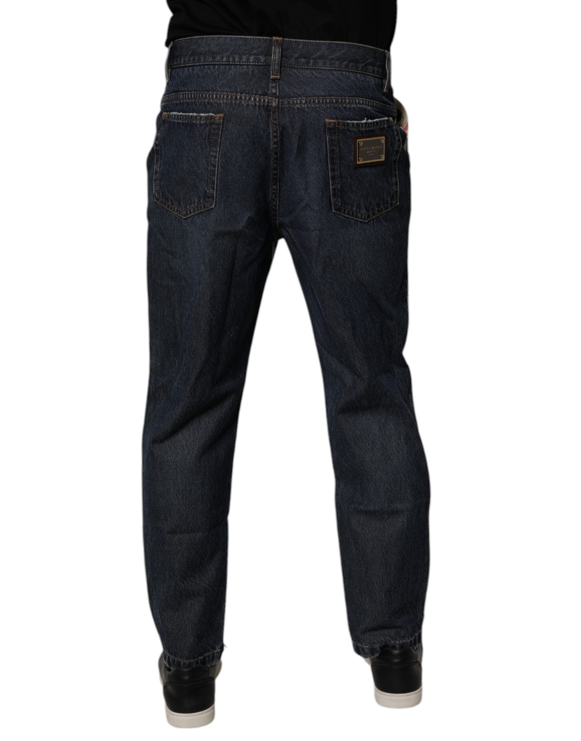 Vaqueros de algodón con estampado floral azul y beige de Dolce & Gabbana para hombre-4