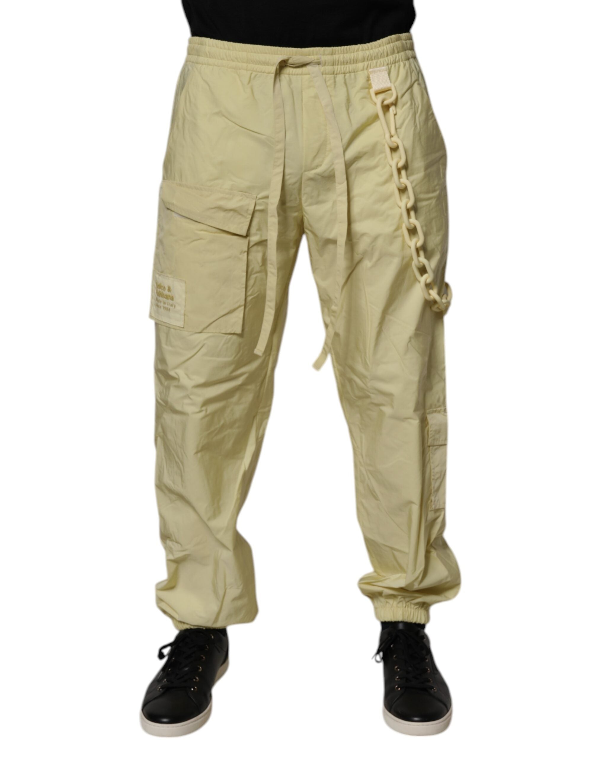 Dolce & Gabbana Yellow Nylon Cargo Chain Men's Jogger Pants-2