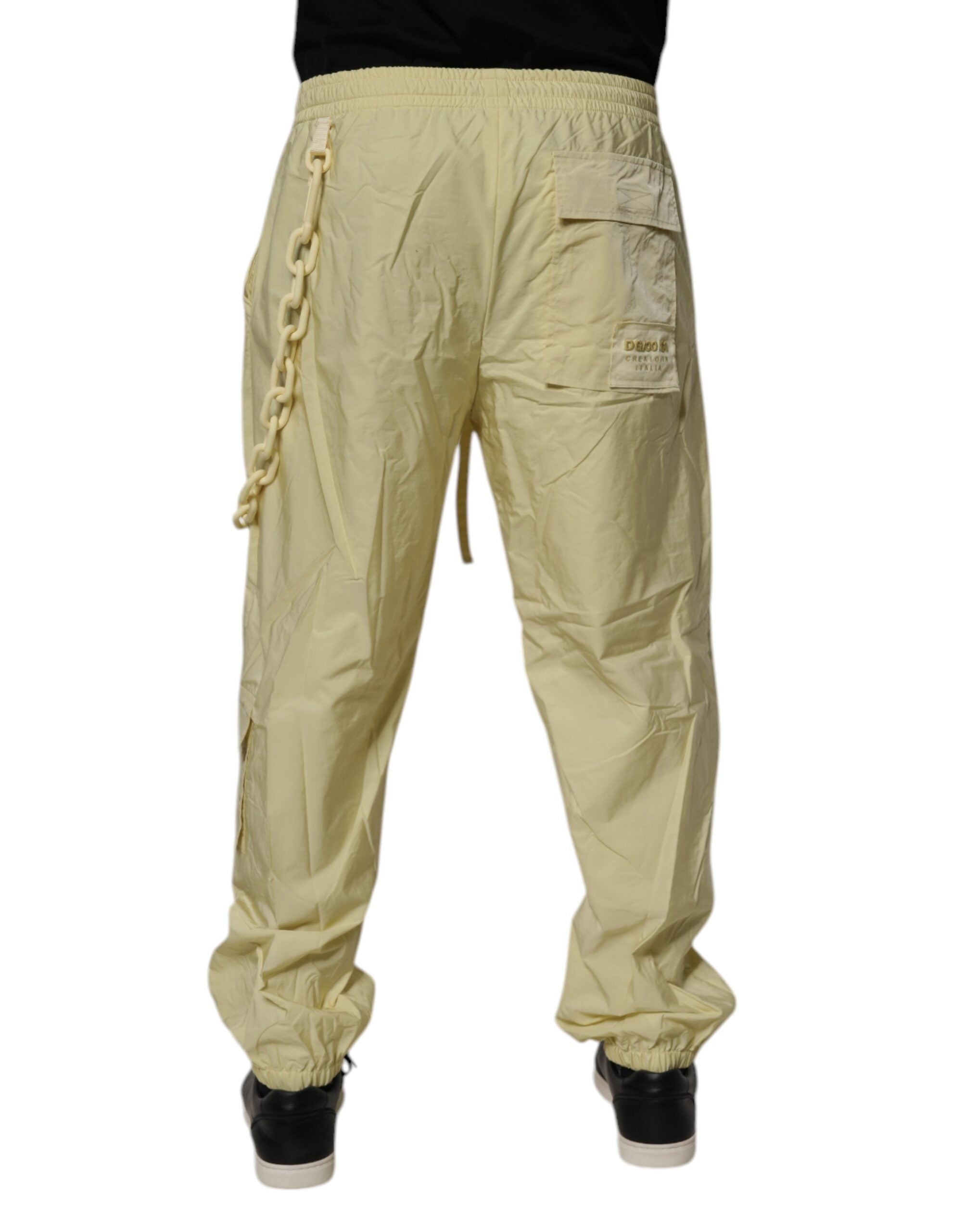 Dolce & Gabbana Yellow Nylon Cargo Chain Men's Jogger Pants-4