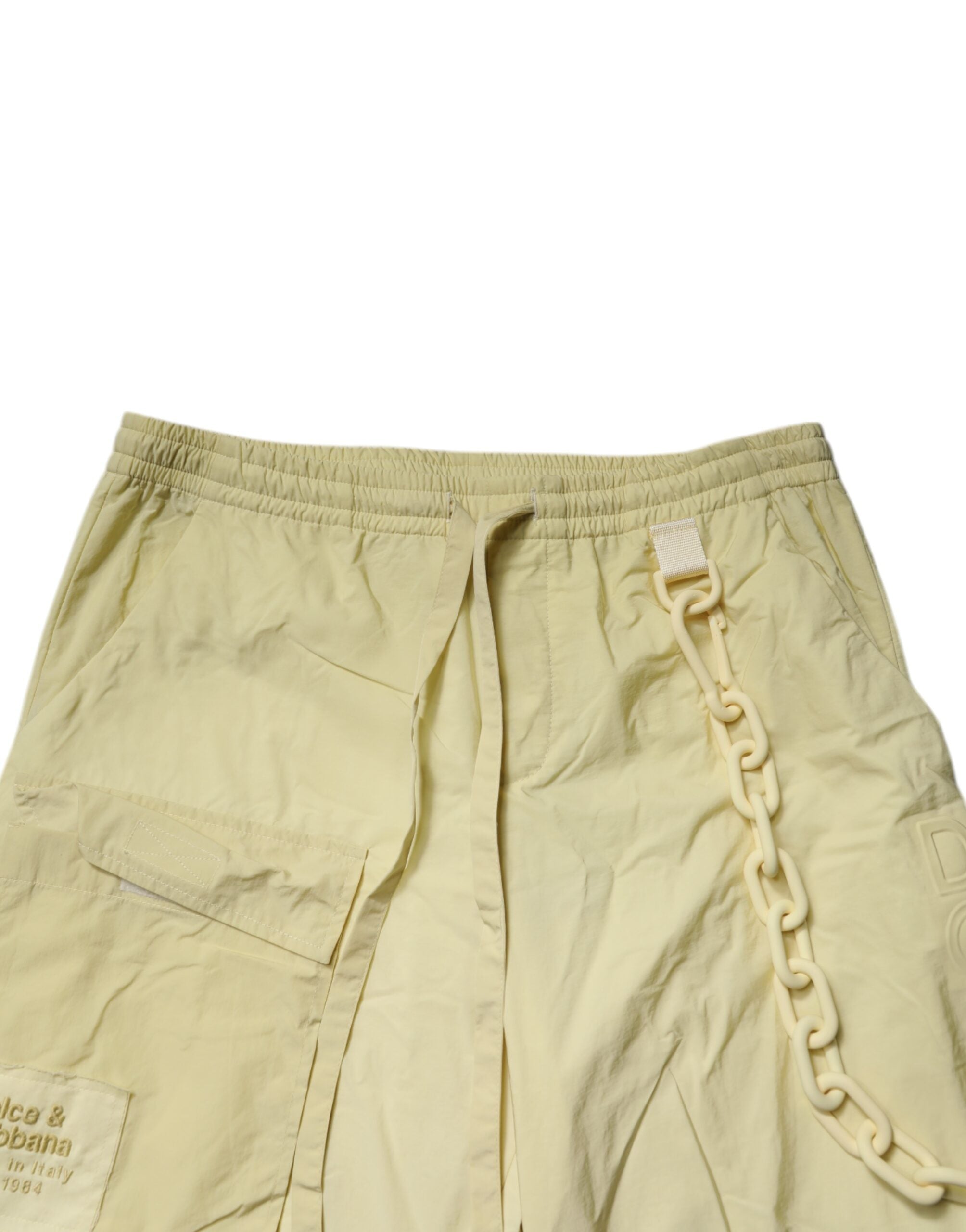 Dolce & Gabbana Yellow Nylon Cargo Chain Men's Jogger Pants-5