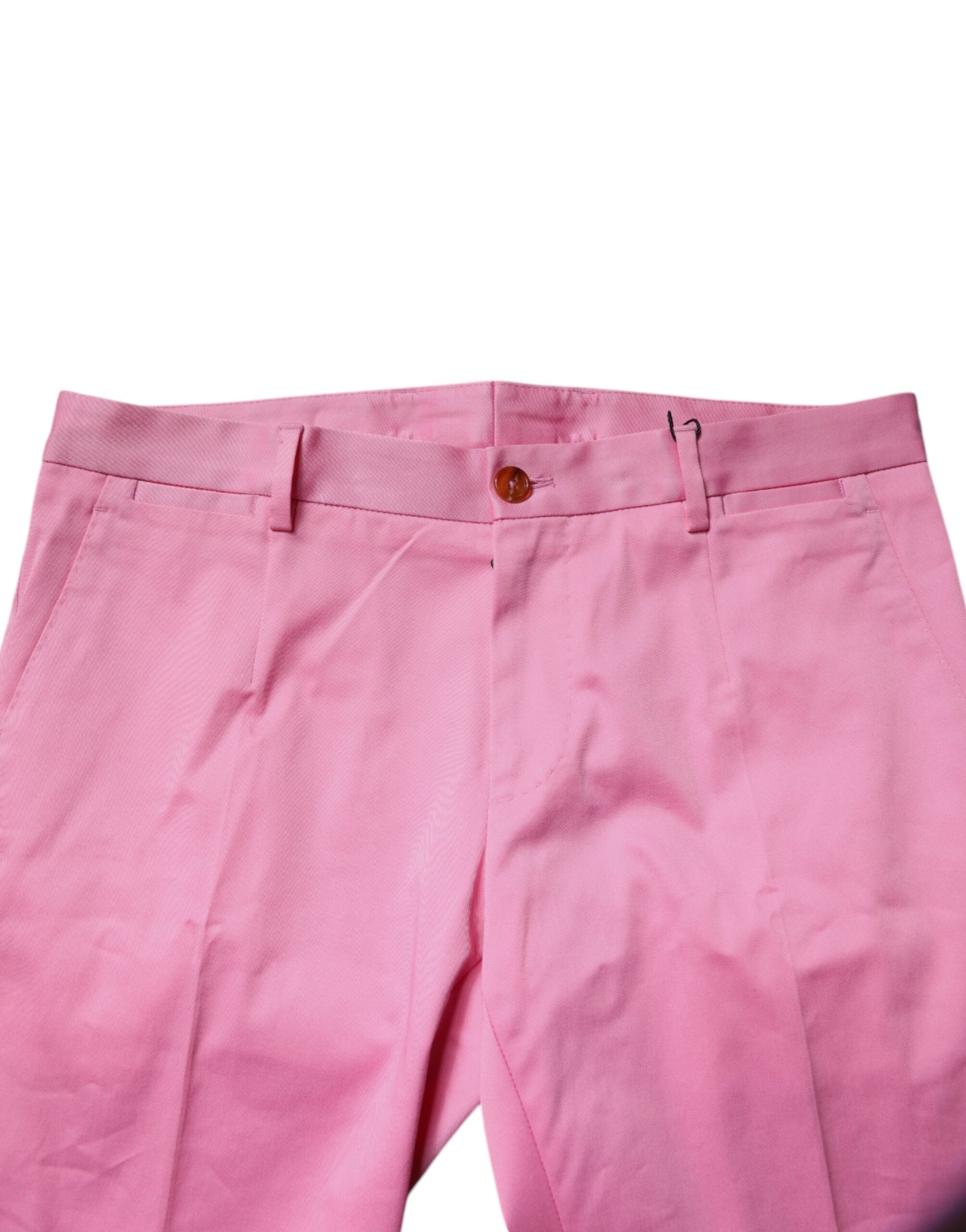 Dolce & Gabbana Pink Cotton Slim Fit Men's Dress Formal Trousers-5