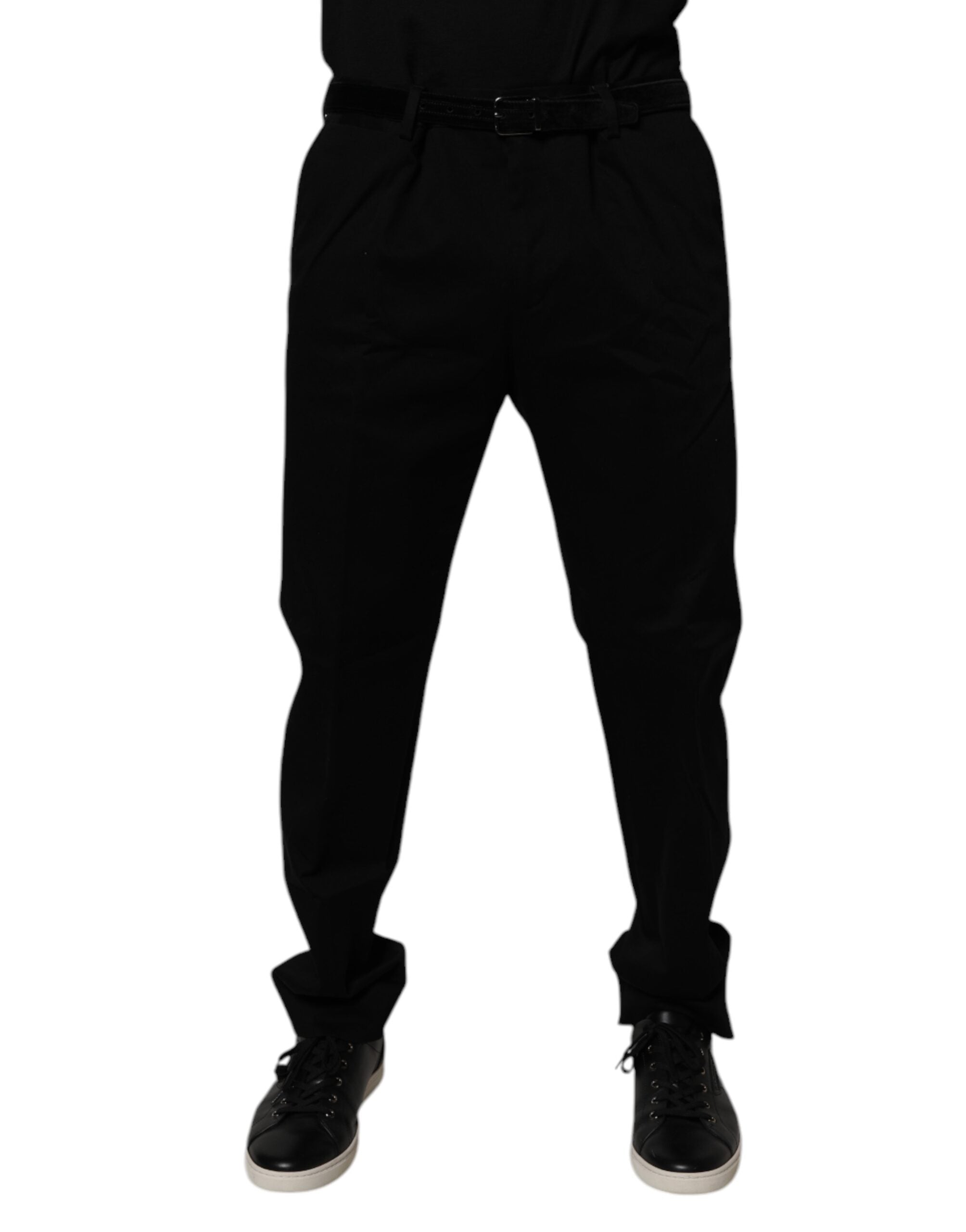 Dolce & Gabbana Black Cotton Men's Skinny Dress Formal Trousers-2