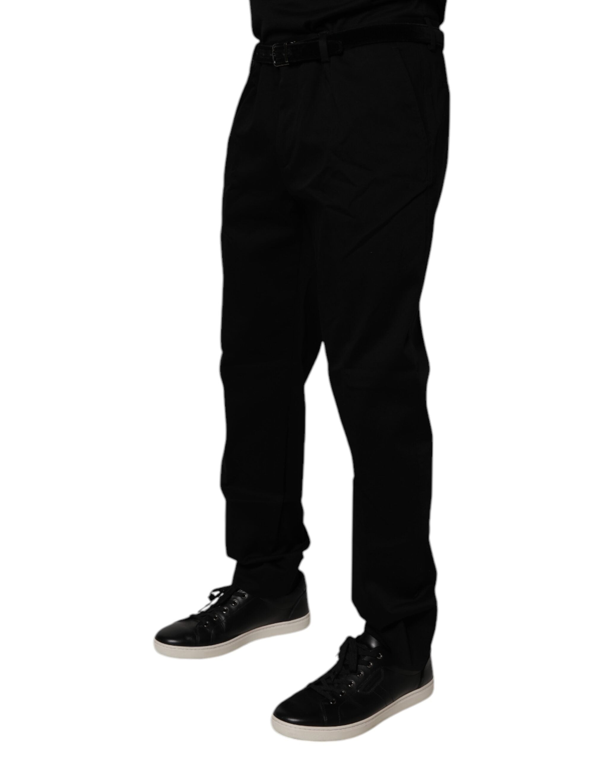 Dolce & Gabbana Black Cotton Men's Skinny Dress Formal Trousers-3