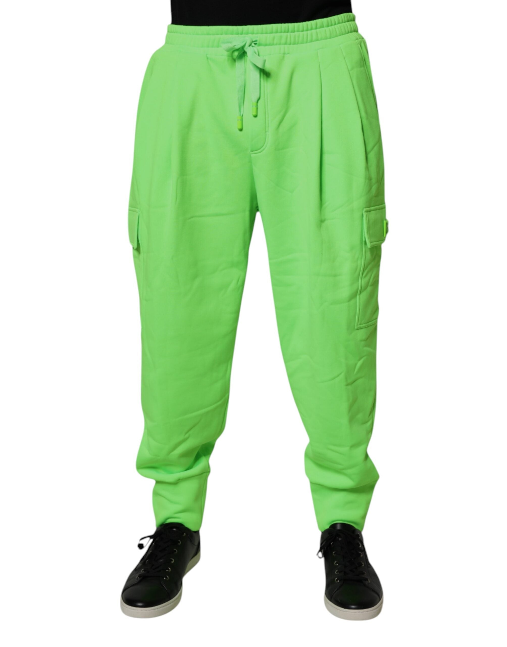 Dolce & Gabbana Neon Green Cargo Joggers Men's Sweatpants Trousers-1