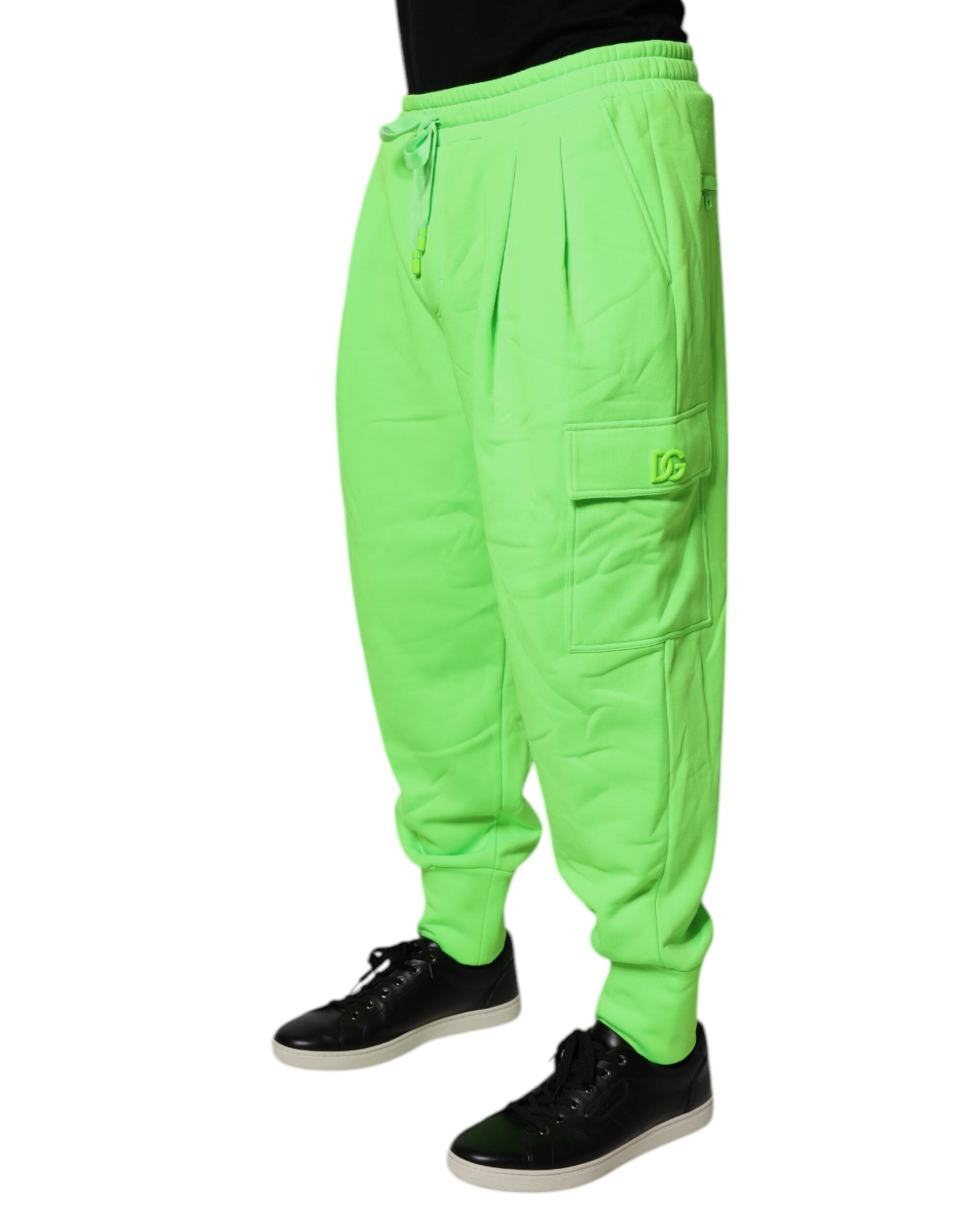 Dolce & Gabbana Neon Green Cargo Joggers Men's Sweatpants Trousers-3
