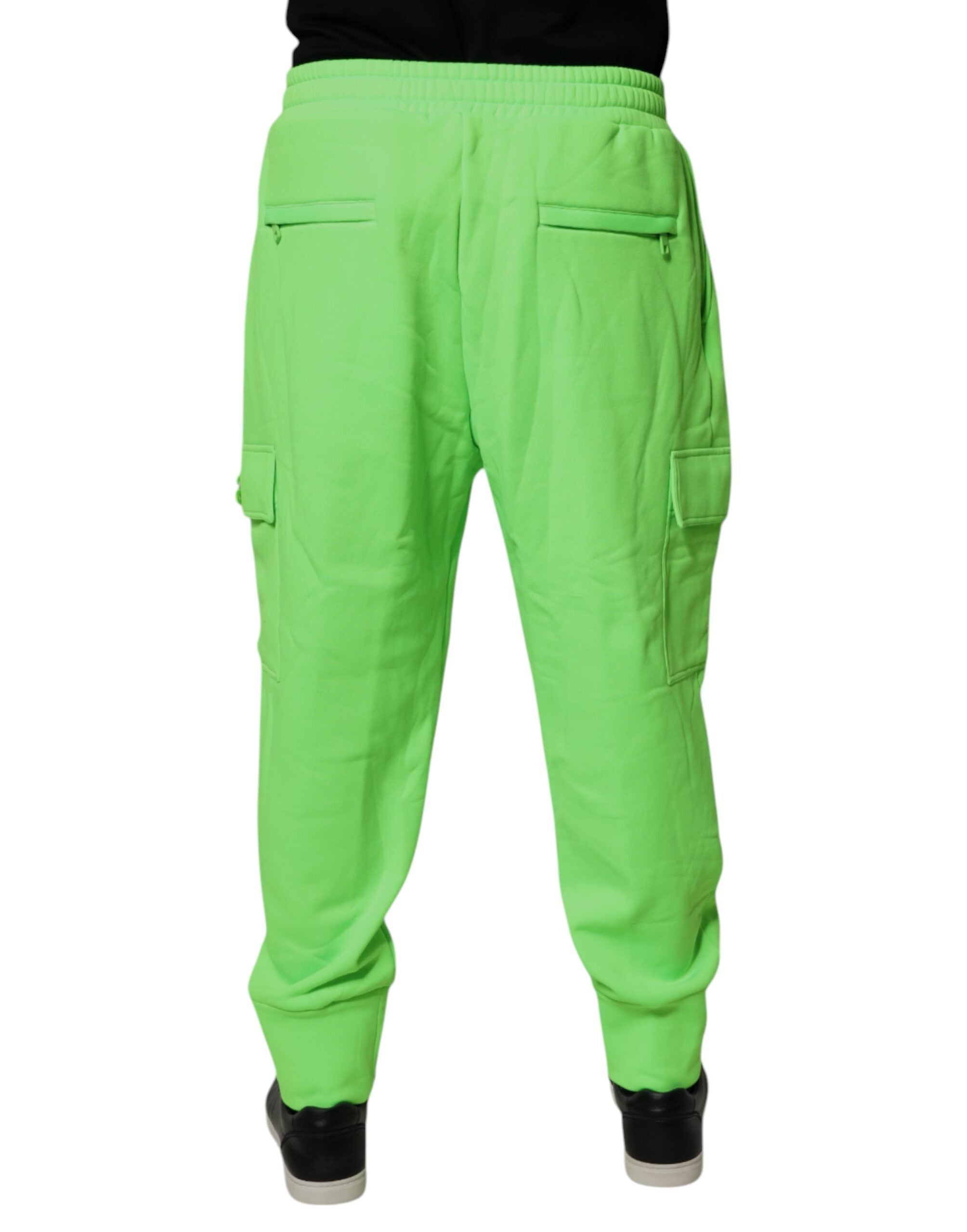Dolce & Gabbana Neon Green Cargo Joggers Men's Sweatpants Trousers-4